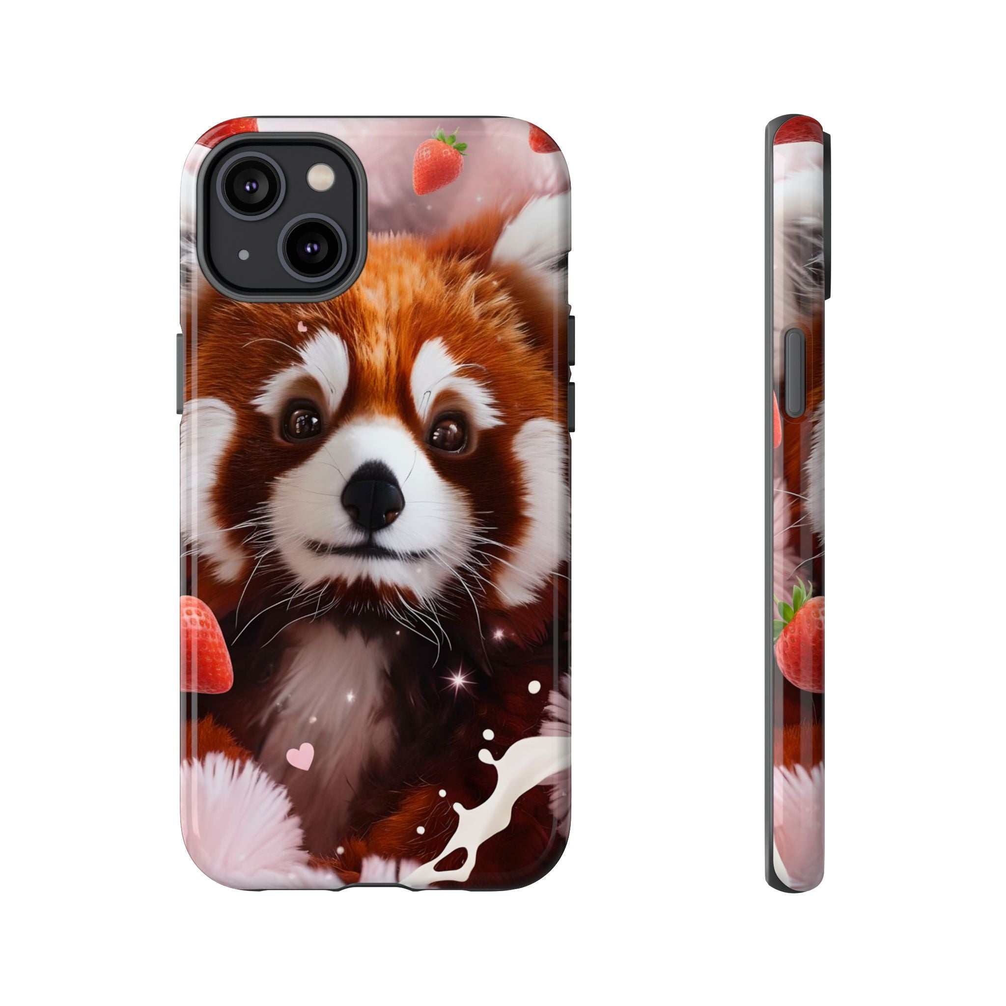 Red Panda with Strawberries Tough Phone Case — Cute Protective Phone Case