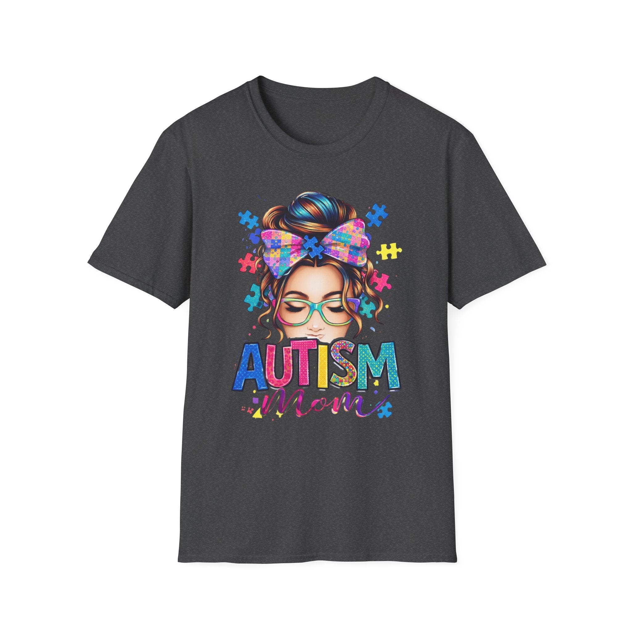 Autism Mom T-Shirt — Colorful Puzzle Heart Design for Proud Moms