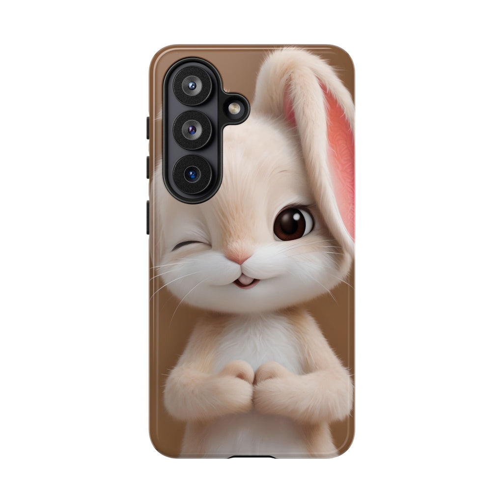 Adorable Kawaii Bunny Phone Case – Cute Winking Rabbit Aesthetic Case – Soft Pastel Bunny Cover – Gift for Bunny Lovers.