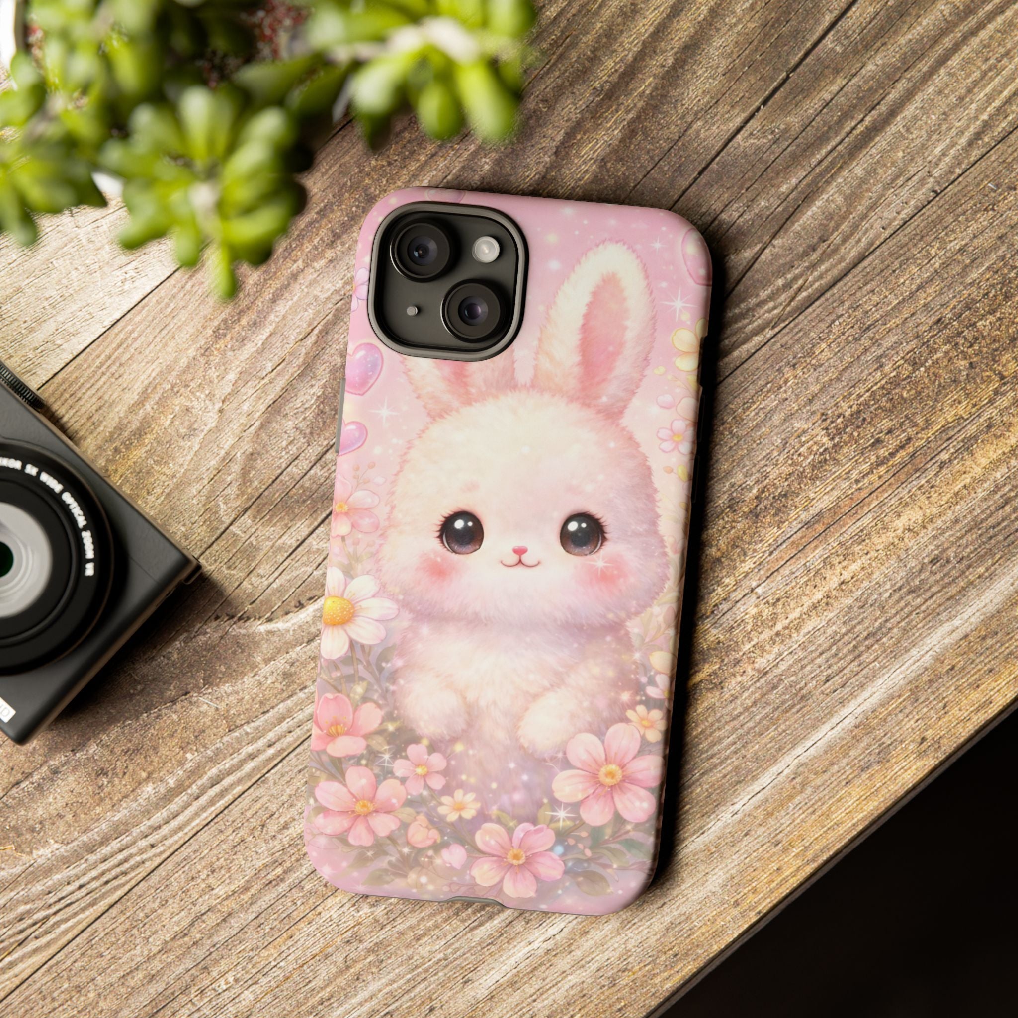 Kawaii Bunny Phone Case – Cute Pastel Bunny Floral Aesthetic iPhone Case, Adorable Kawaii Animal Phone Cover.