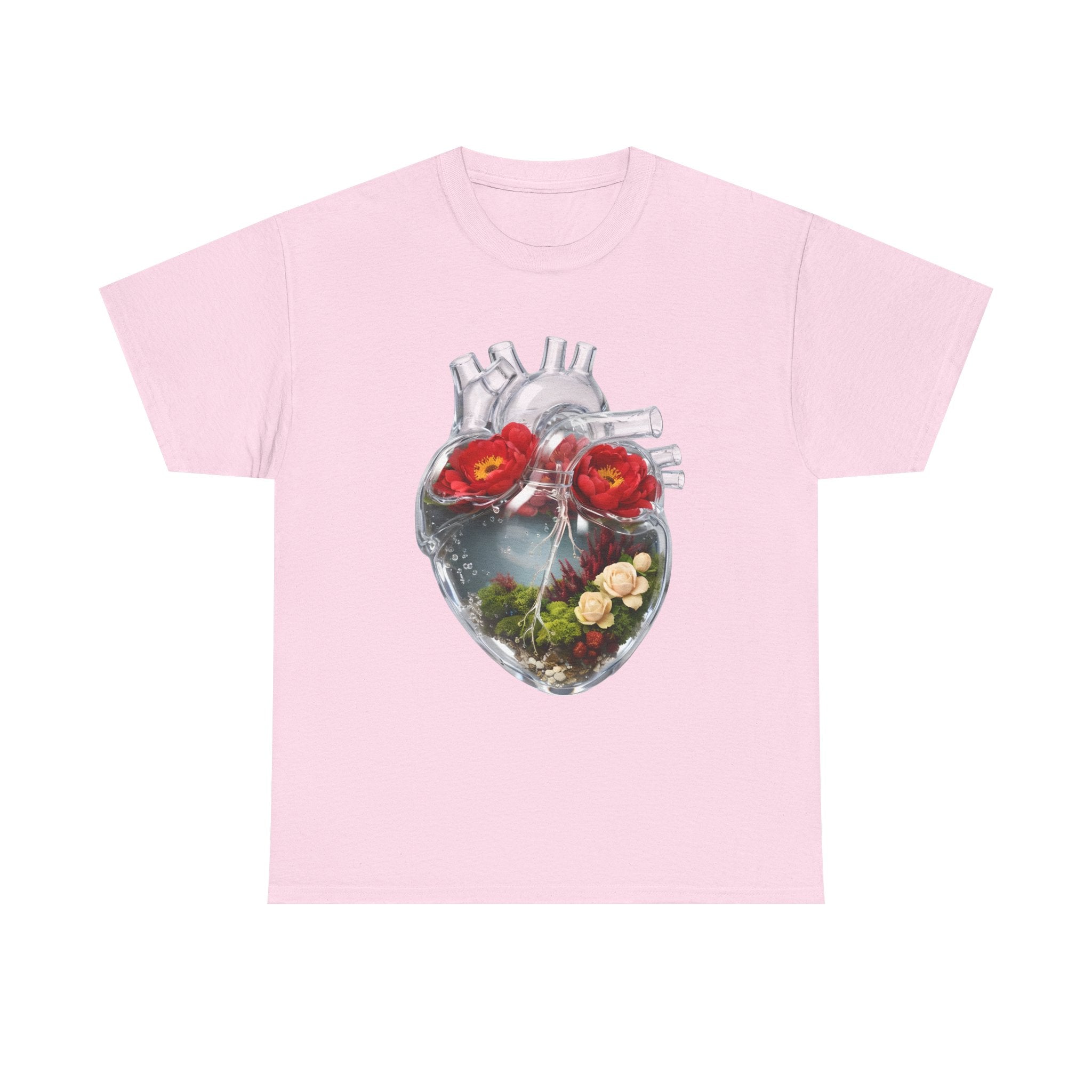 Floral Anatomical Heart T-Shirt — Botanical Heart Illustration Tee