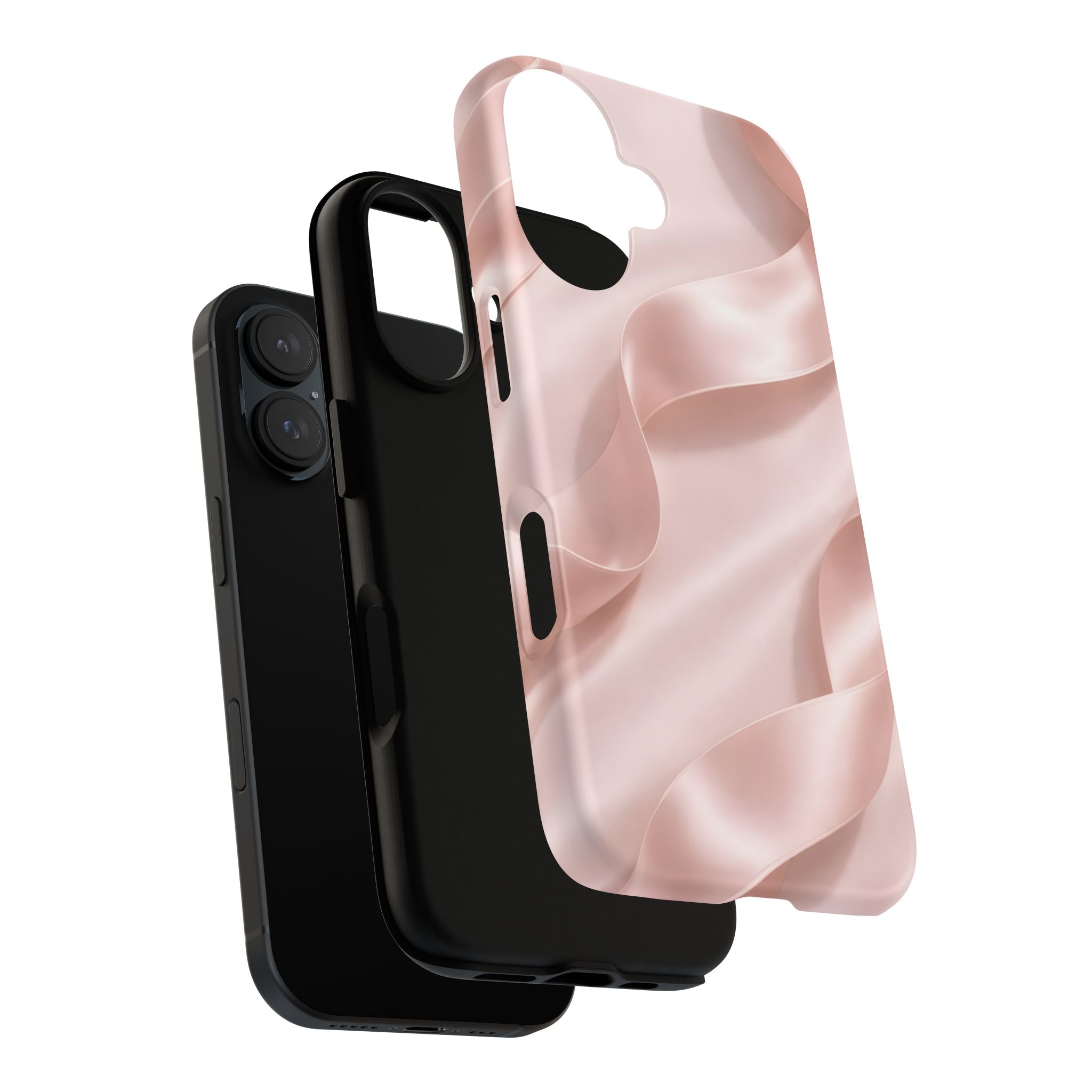 Blush Pink Satin Ribbon Phone Case – Elegant Coquette Aesthetic Luxury iPhone Case, Feminine Designer Bow Phone Cover