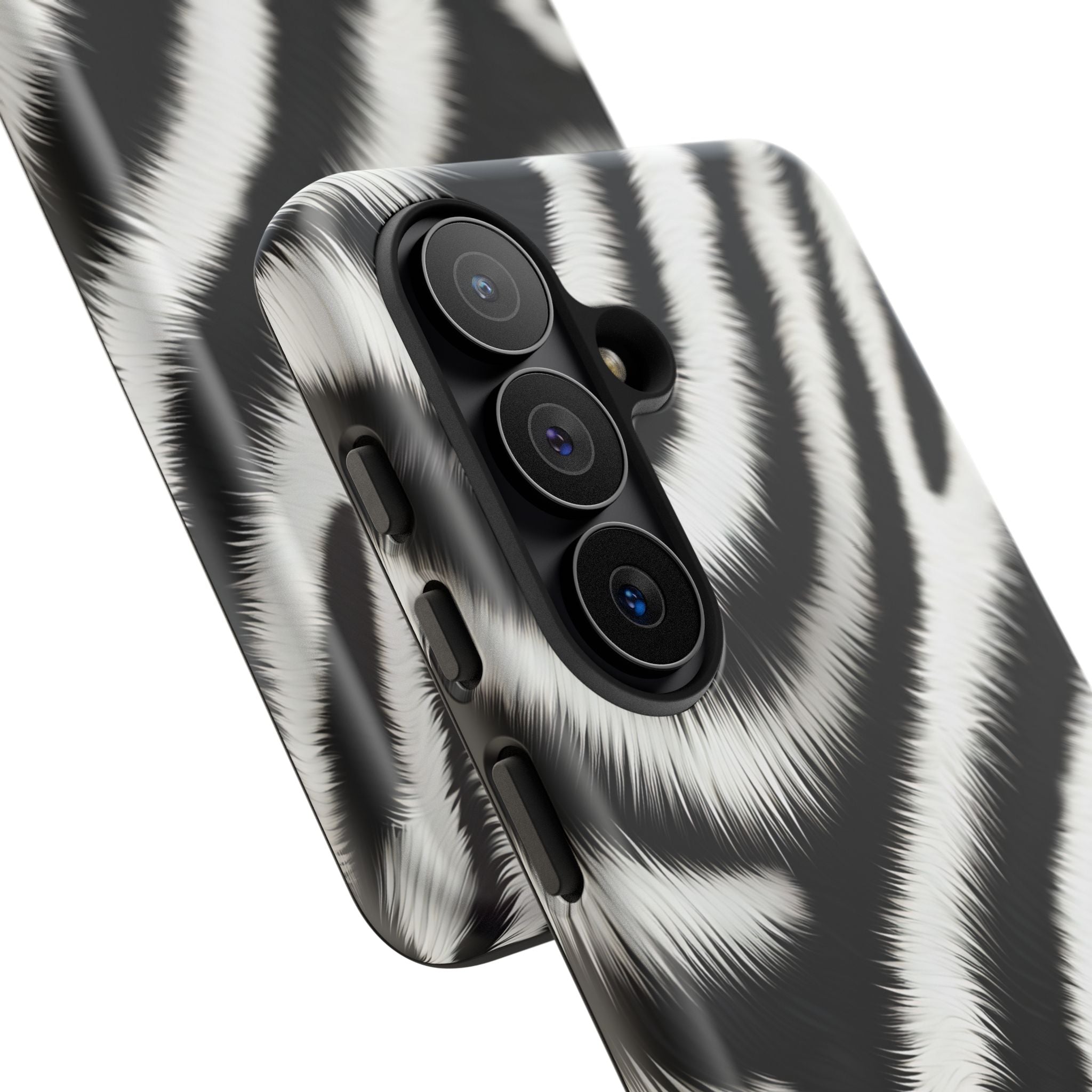Zebra Print Tough Phone Case — Black & White Animal Pattern Protective Cover