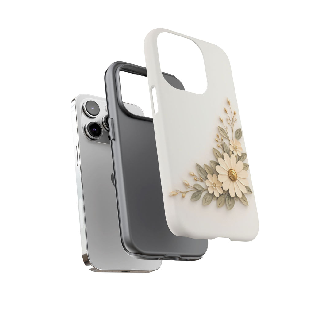 Floral Daisies Tough Case — Protective Phone Case with Cream Vintage Flower Design