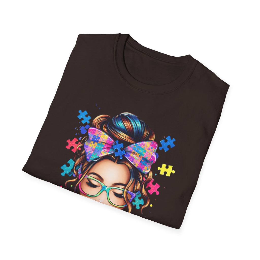 Autism Mom T-Shirt — Colorful Puzzle Heart Design for Proud Moms