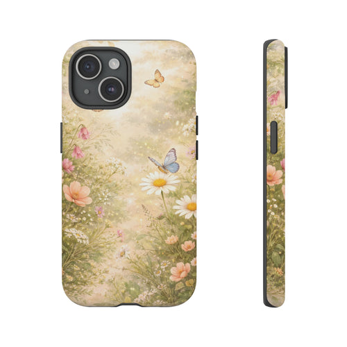 Cottagecore Wildflower Butterfly Phone Case – Vintage Floral Nature Aesthetic iPhone Case, Dreamy Woodland Flower Phone Cover