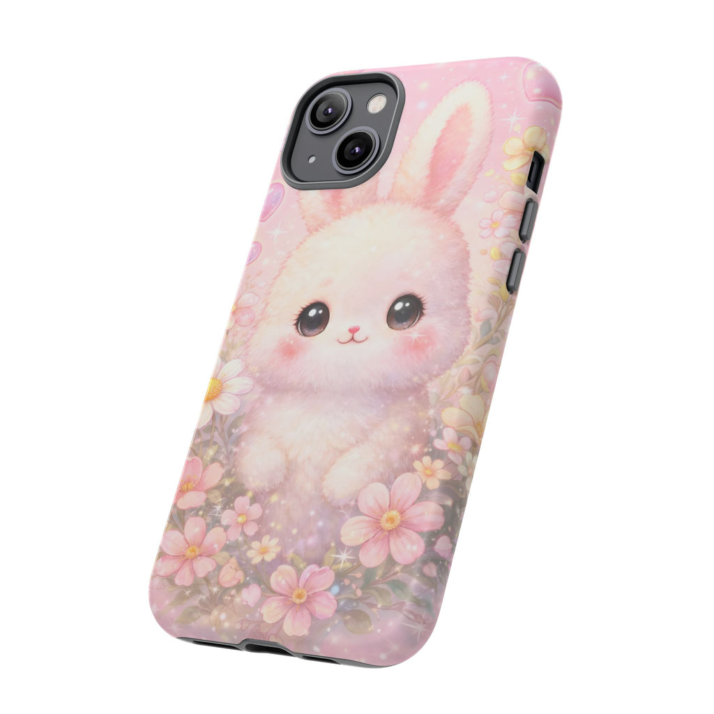 Kawaii Bunny Phone Case – Cute Pastel Bunny Floral Aesthetic iPhone Case, Adorable Kawaii Animal Phone Cover.