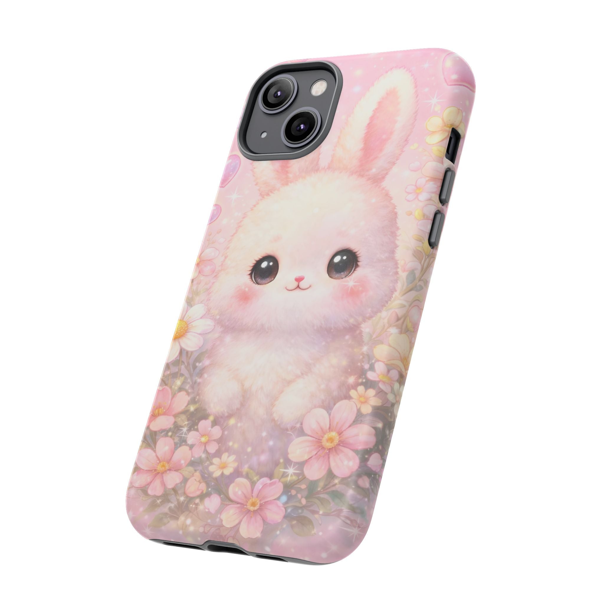 Kawaii Bunny Phone Case – Cute Pastel Bunny Floral Aesthetic iPhone Case, Adorable Kawaii Animal Phone Cover.