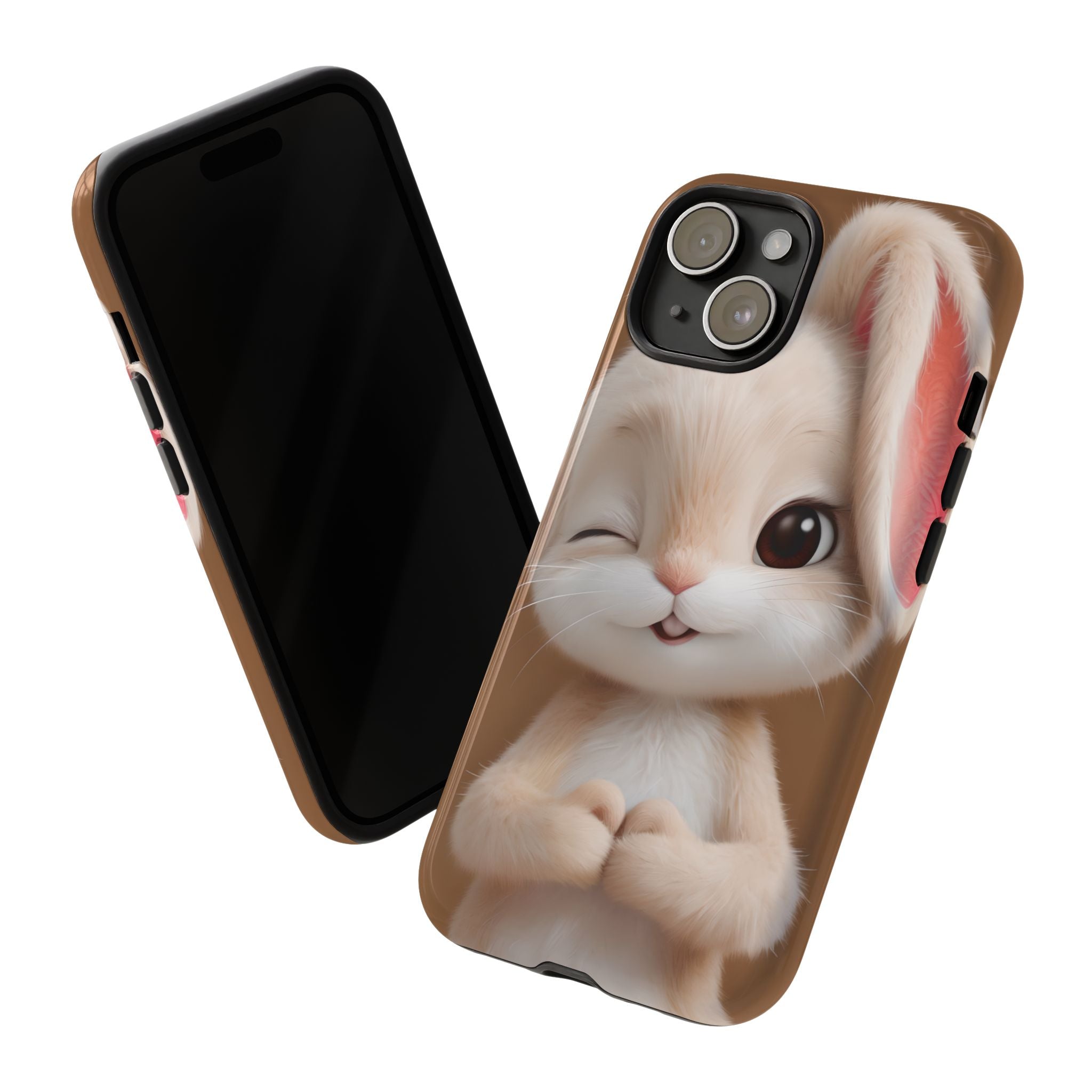 Adorable Kawaii Bunny Phone Case – Cute Winking Rabbit Aesthetic Case – Soft Pastel Bunny Cover – Gift for Bunny Lovers.