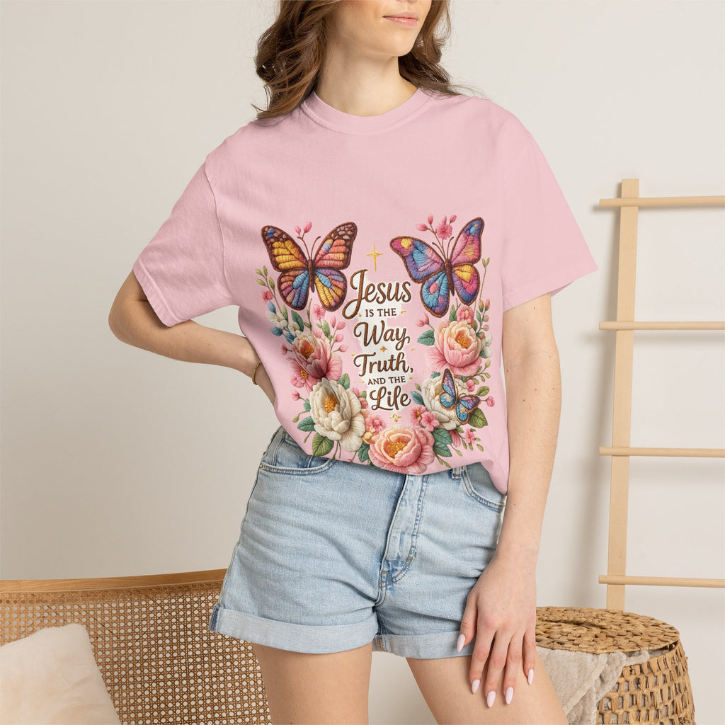 The One in Me Is Greater Shirt – Christian Crochet Style Graphic Tee, Faith Based Inspirational Bible Verse Shirt, Cute Religious Gift for Women
