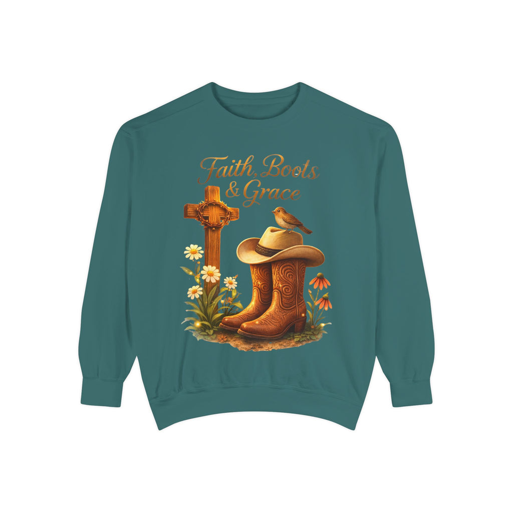 Faith Boots and Grace Shirt – Western Christian Cowgirl Tee, Faith-Based Graphic Shirt, Cute Country Girl Gift, Boutique Style T-Shirt