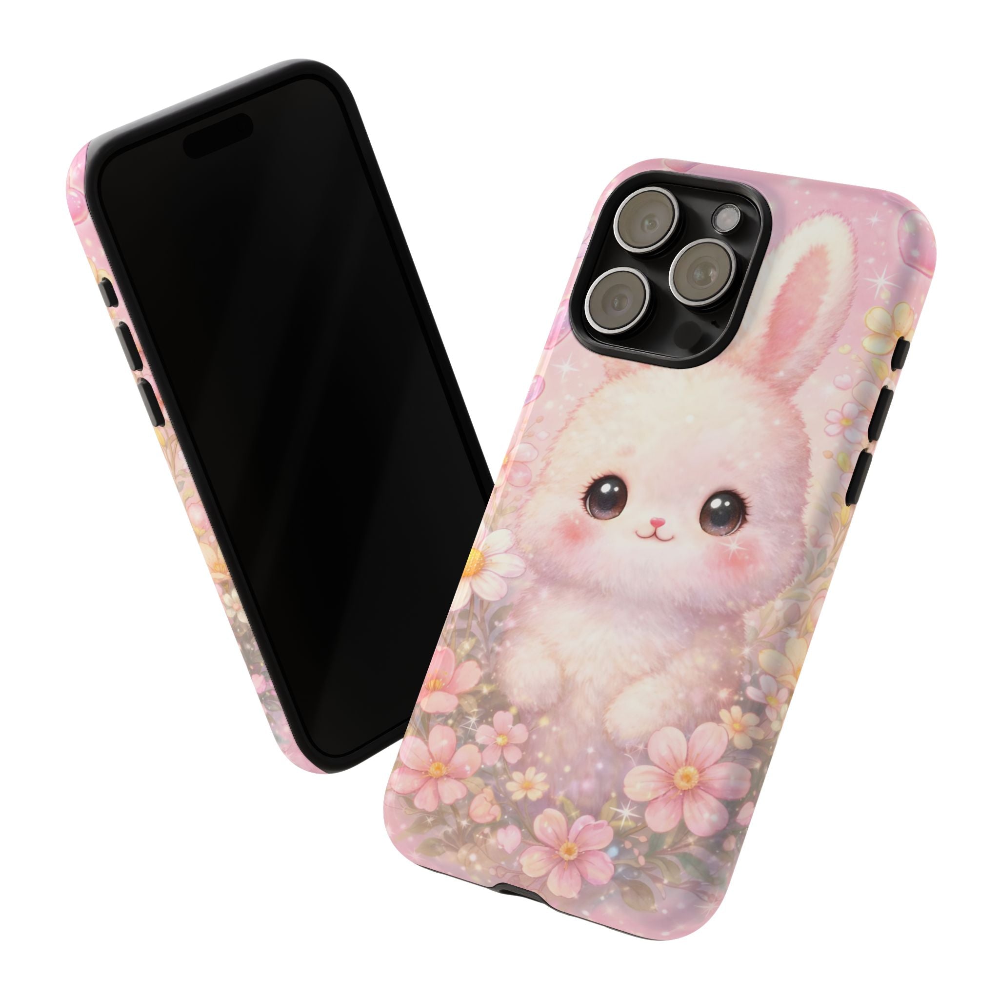 Kawaii Bunny Phone Case – Cute Pastel Bunny Floral Aesthetic iPhone Case, Adorable Kawaii Animal Phone Cover.