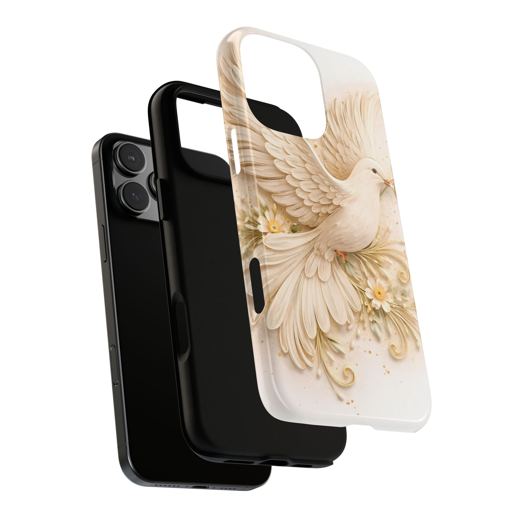 Dove Protection Phone Case — Elegant White Dove Floral iPhone Cover