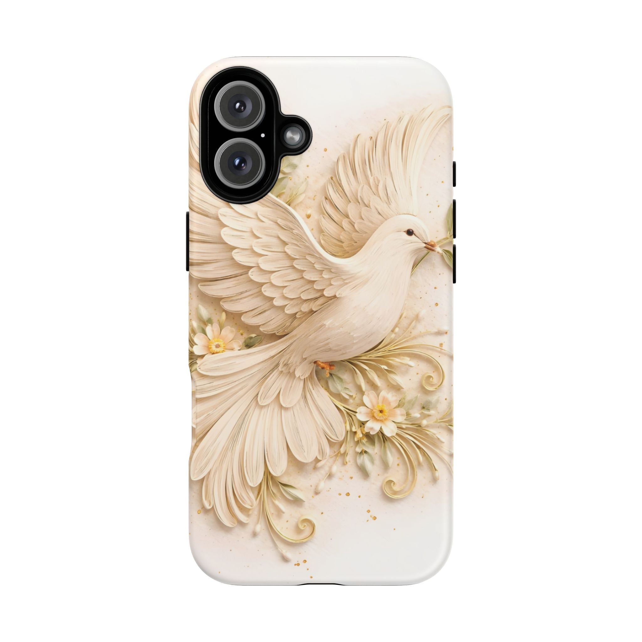 Dove Protection Phone Case — Elegant White Dove Floral iPhone Cover