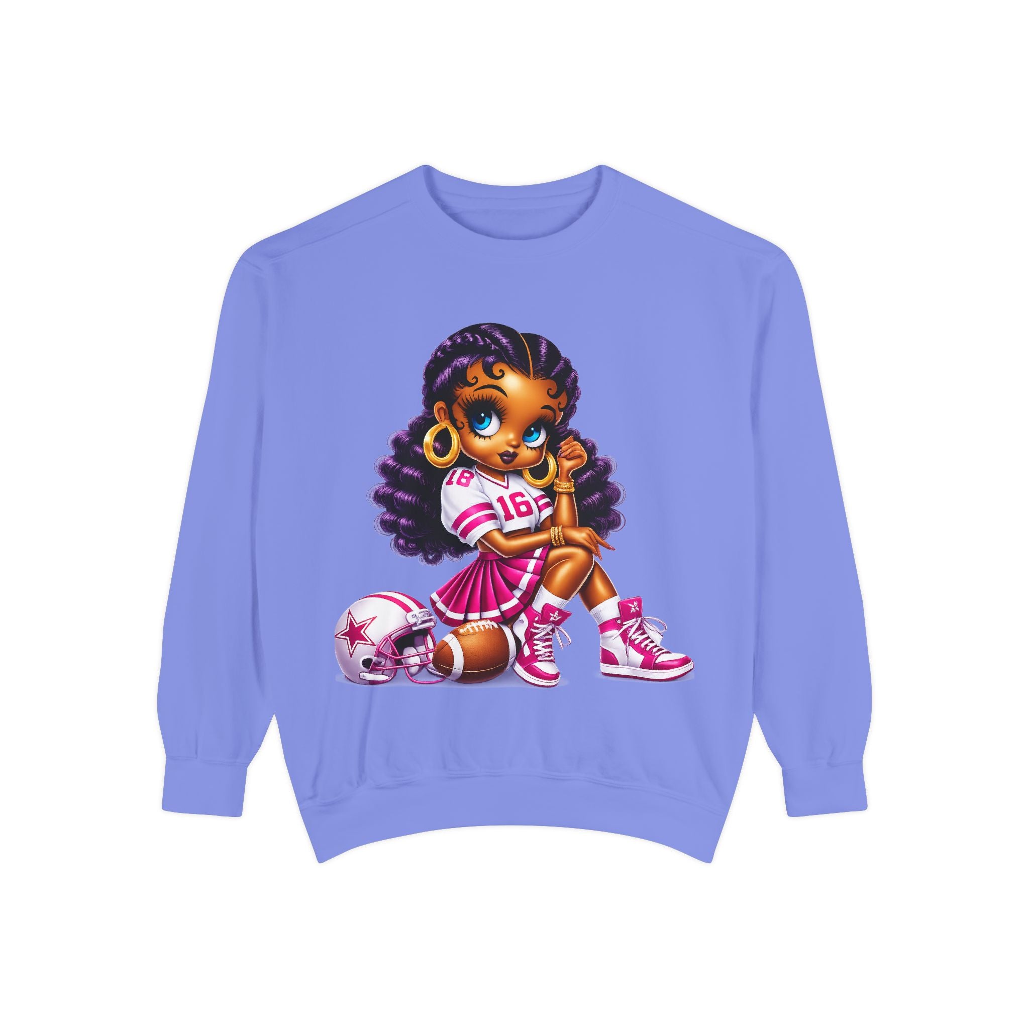 Fuchsia Football Girl Shirt – Cute Black Girl Sports Graphic Tee, Pink Cheerleader Outfit, Trendy Game Day Women’s Shirt, Girly Athlete T-Shirt