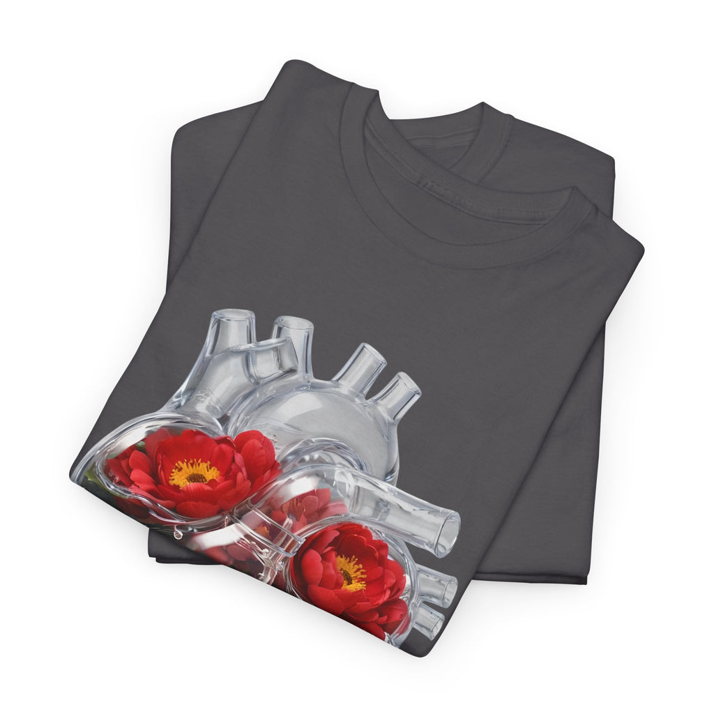 Floral Anatomical Heart T-Shirt — Botanical Heart Illustration Tee