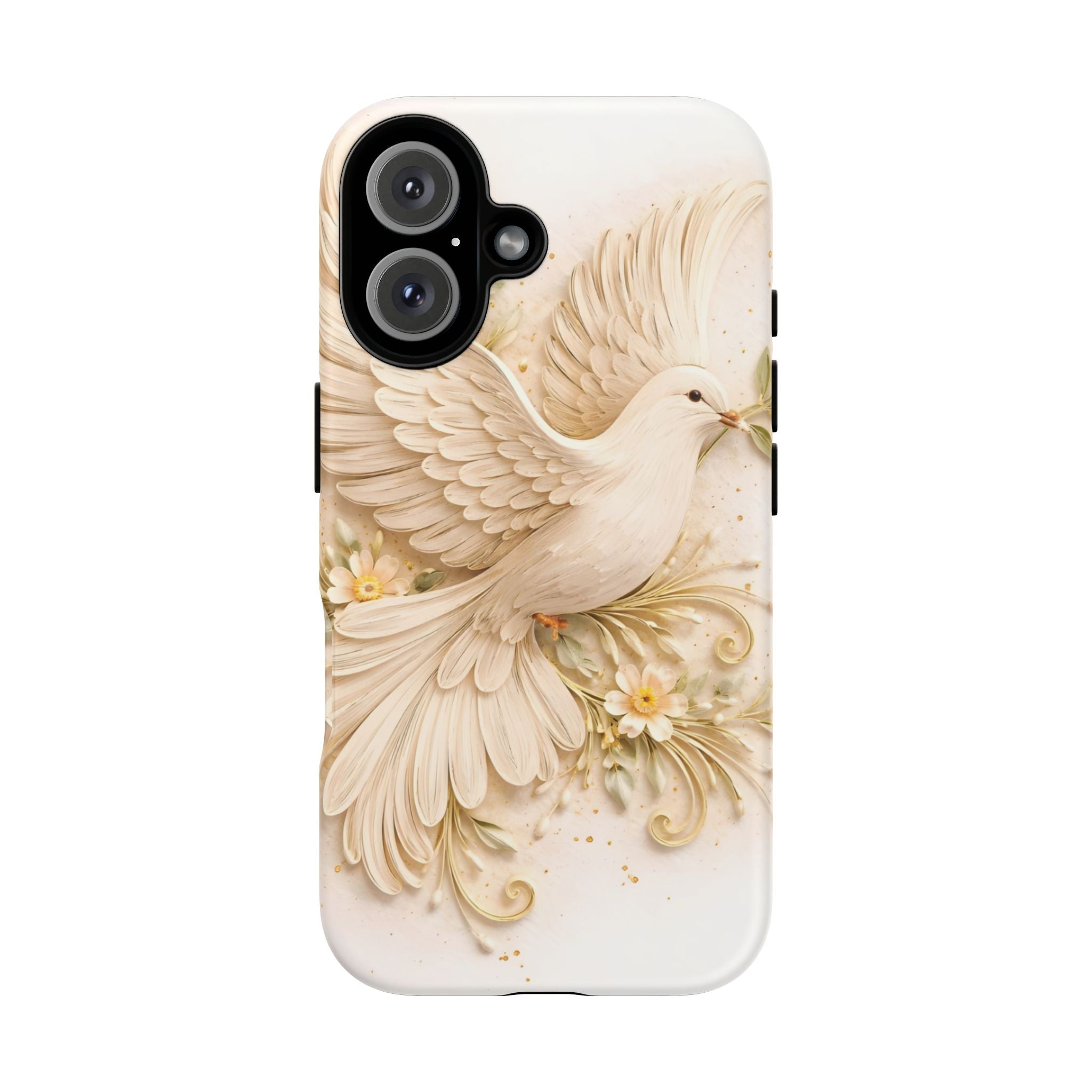 Dove Protection Phone Case — Elegant White Dove Floral iPhone Cover