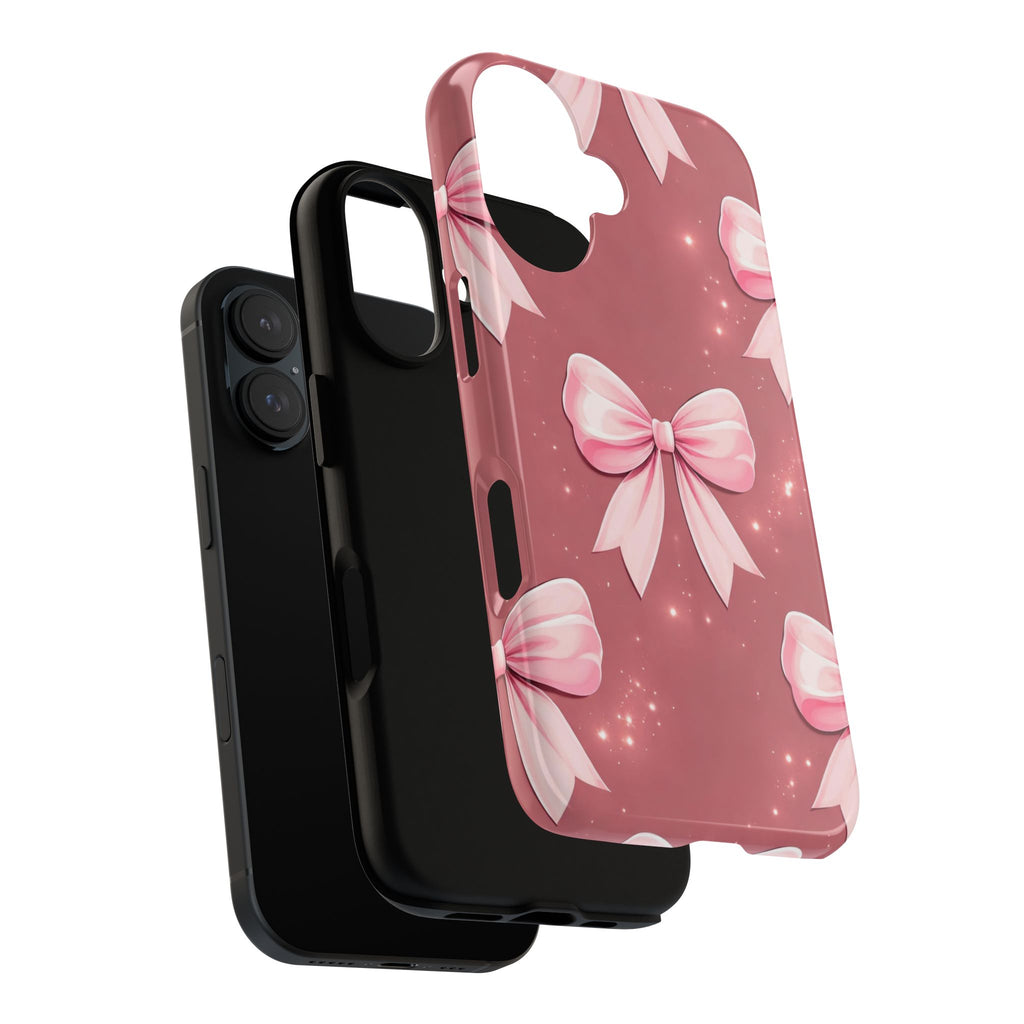 Pink Bow Phone Case, Coquette Aesthetic iPhone & Samsung Case, Cute Girly Pattern Case, Soft Girl Feminine Phone Cover
