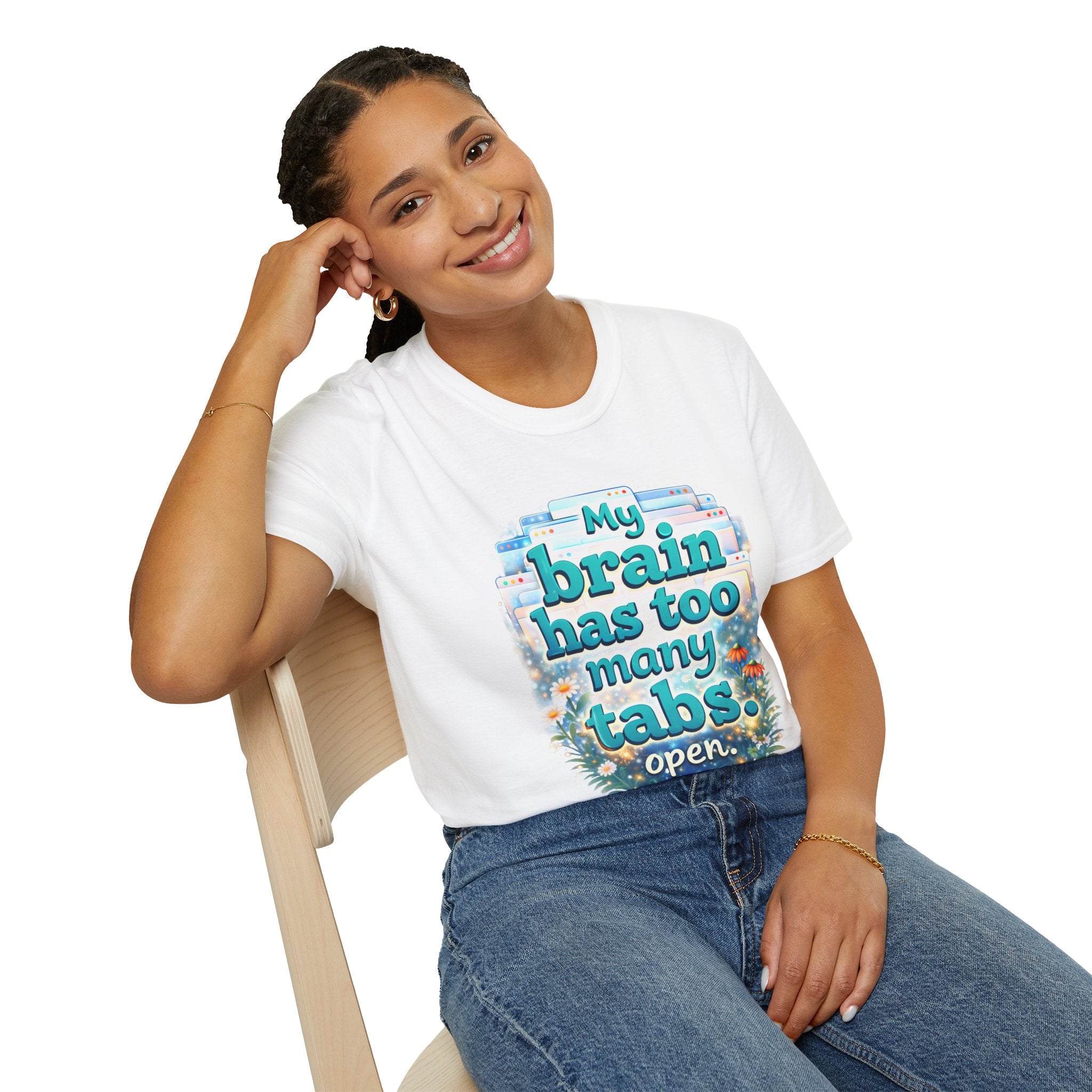 My Brain Has Too Many Tabs Open Shirt – Funny Overthinking Tee, ADHD Humor T-Shirt, Relatable Mental Health Graphic Tee, Cute Aesthetic Shirt