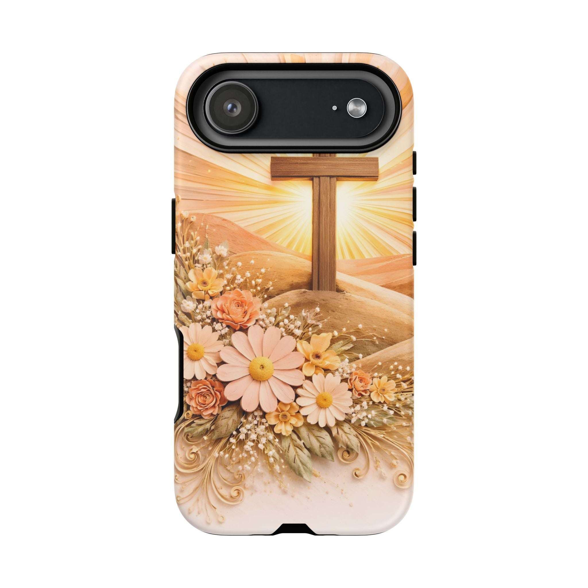 Religious Phone Case — Cross & Sunrise Floral iPhone Cover
