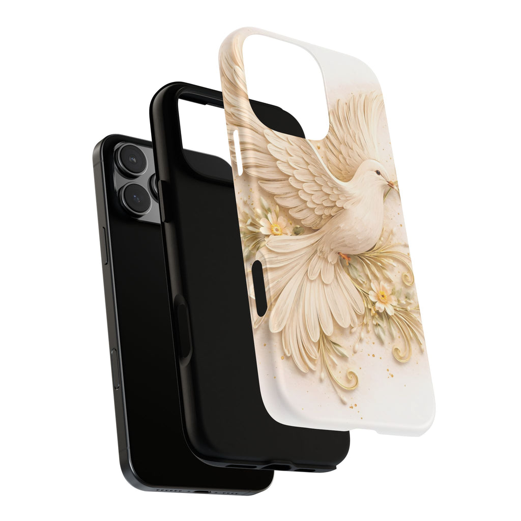 Dove Protection Phone Case — Elegant White Dove Floral iPhone Cover