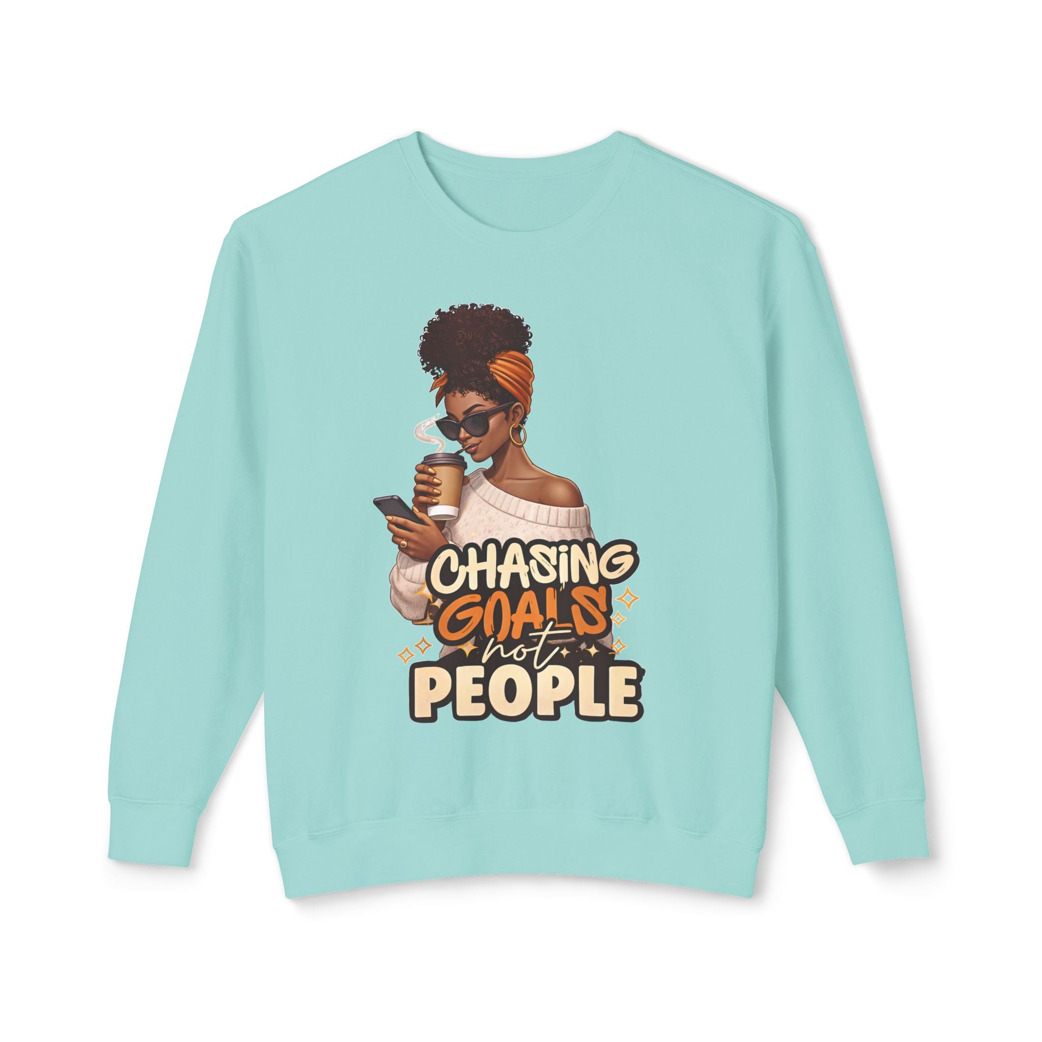 Chasing Goals Not People Hoodie – Motivational Aesthetic Black Woman Graphic Hoodie, Cozy Neutral Streetwear, Empowered Women Sweatshirt