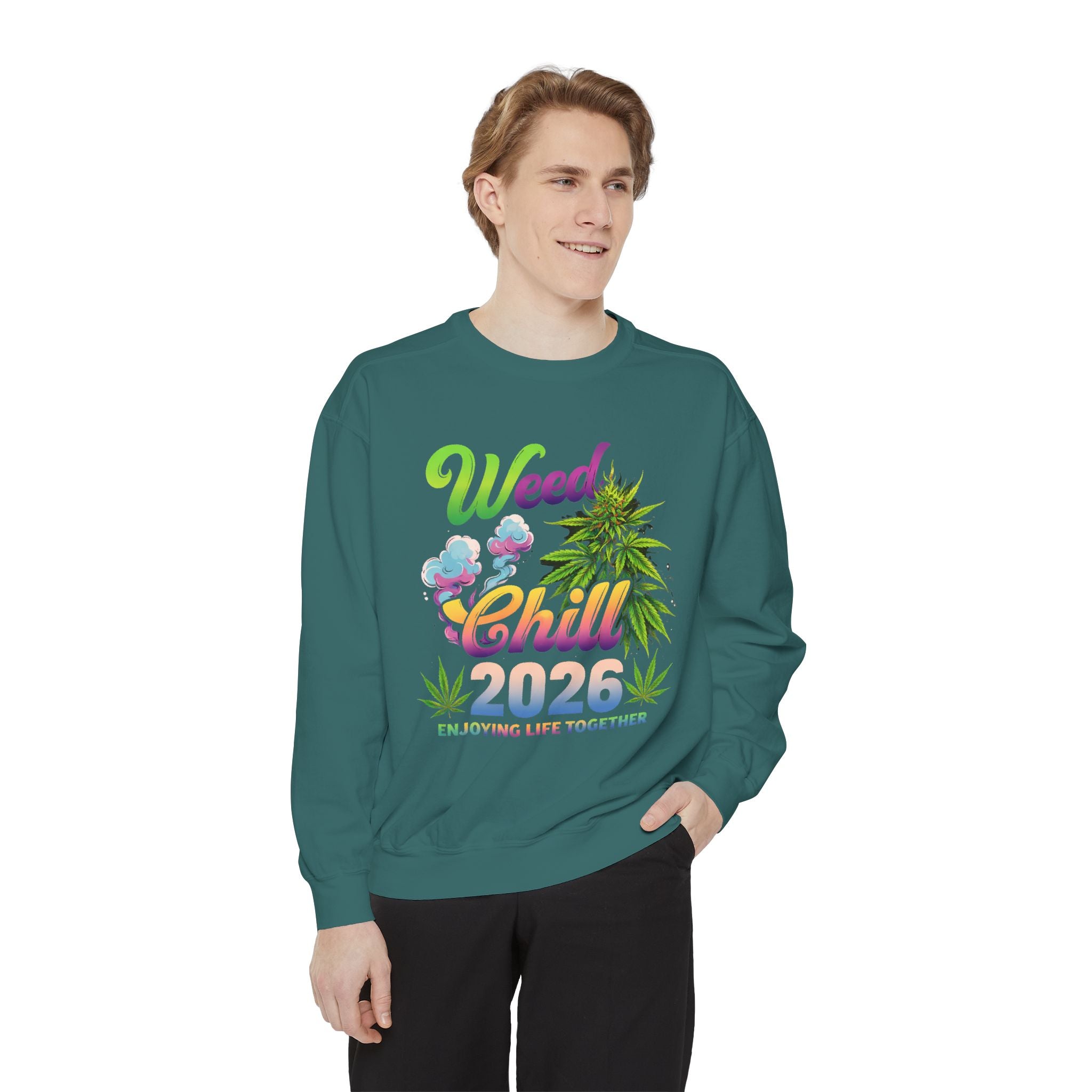 Weed Chill 2026 Sweatshirt – Funny Stoner Crewneck, Cannabis Lifestyle Sweatshirt, 420 Graphic Pullover, Chill Vibes Streetwear, Unisex
