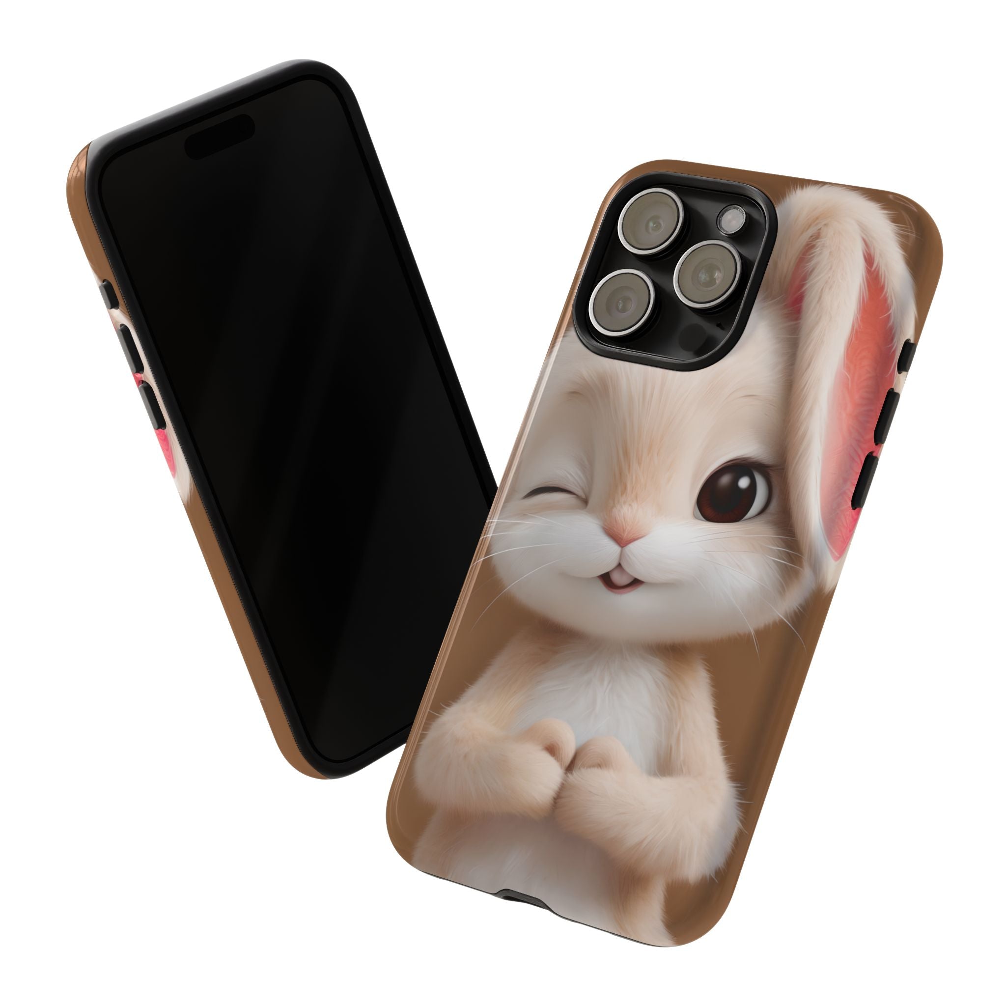 Adorable Kawaii Bunny Phone Case – Cute Winking Rabbit Aesthetic Case – Soft Pastel Bunny Cover – Gift for Bunny Lovers.