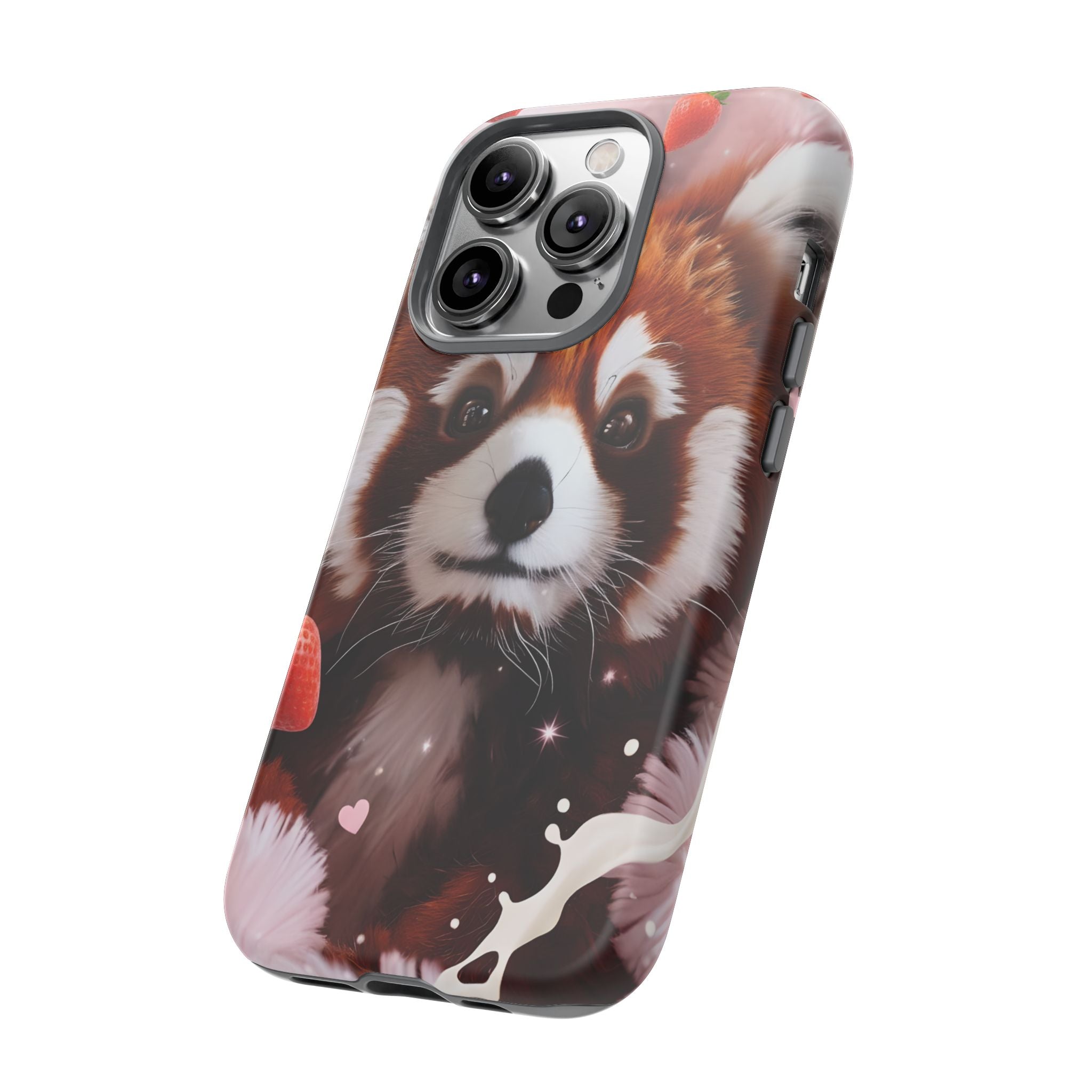 Red Panda with Strawberries Tough Phone Case — Cute Protective Phone Case