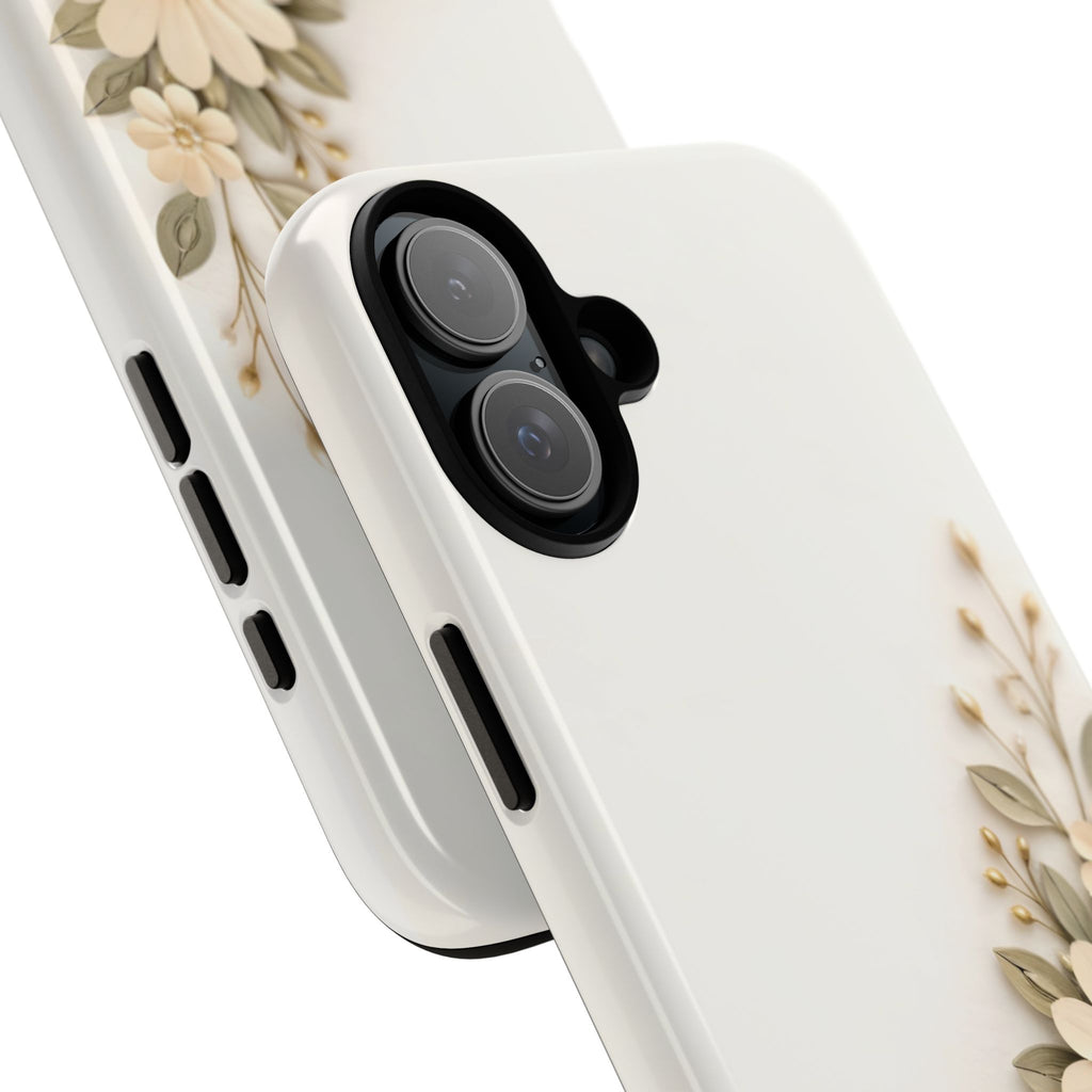Floral Daisies Tough Case — Protective Phone Case with Cream Vintage Flower Design