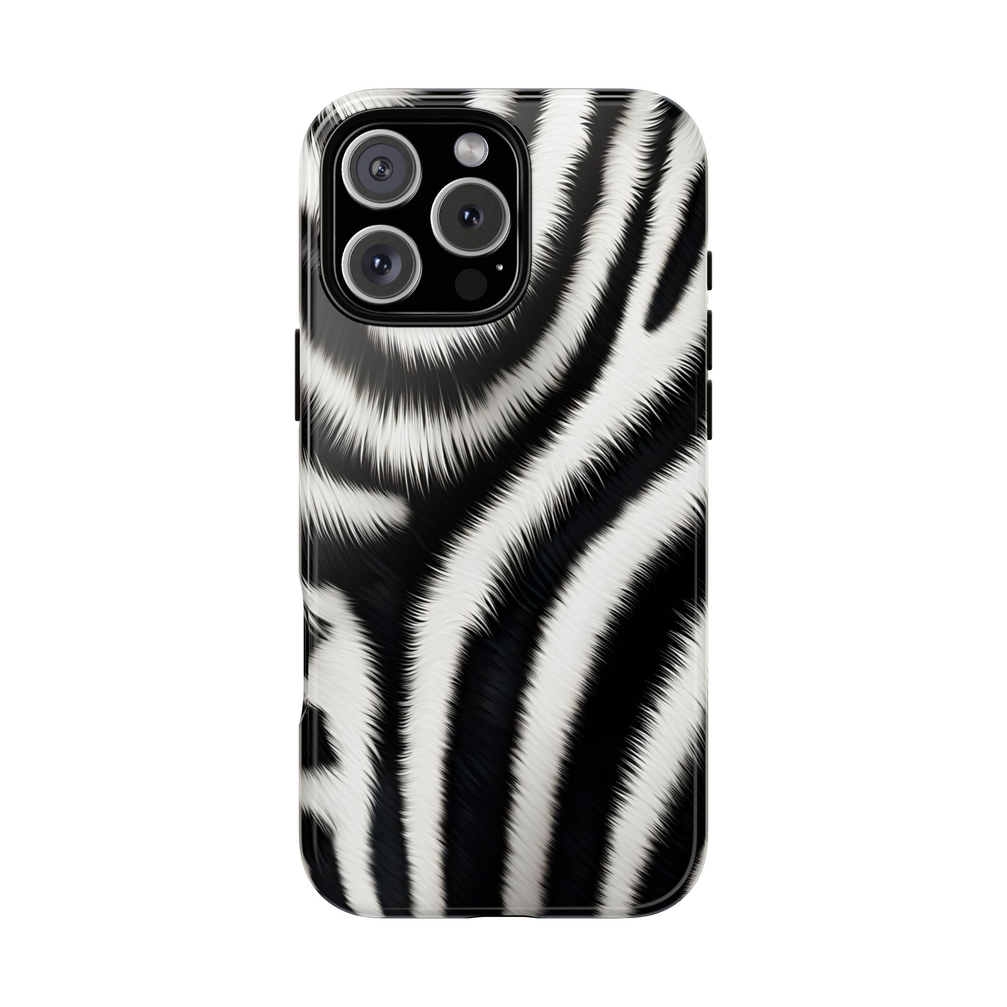 Zebra Print Tough Phone Case — Black & White Animal Pattern Protective Cover