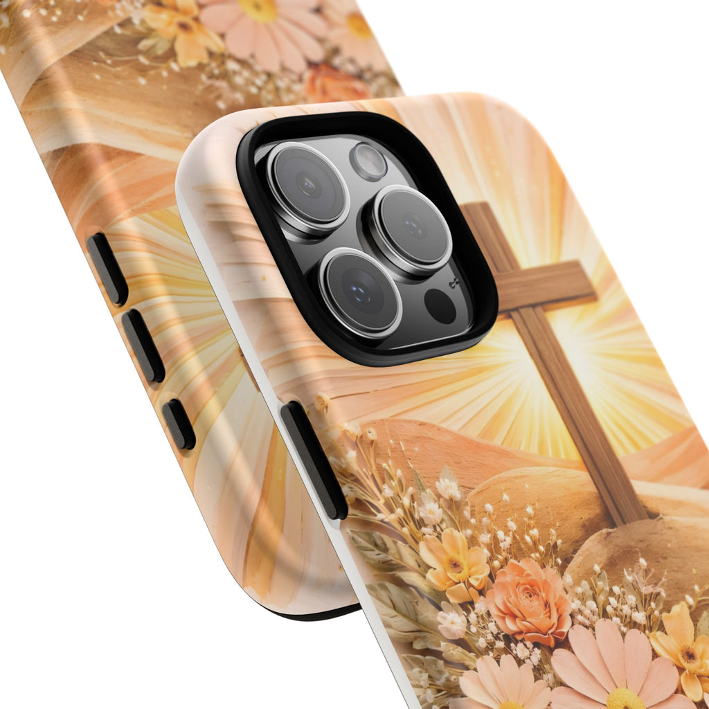Religious Phone Case — Cross & Sunrise Floral iPhone Cover