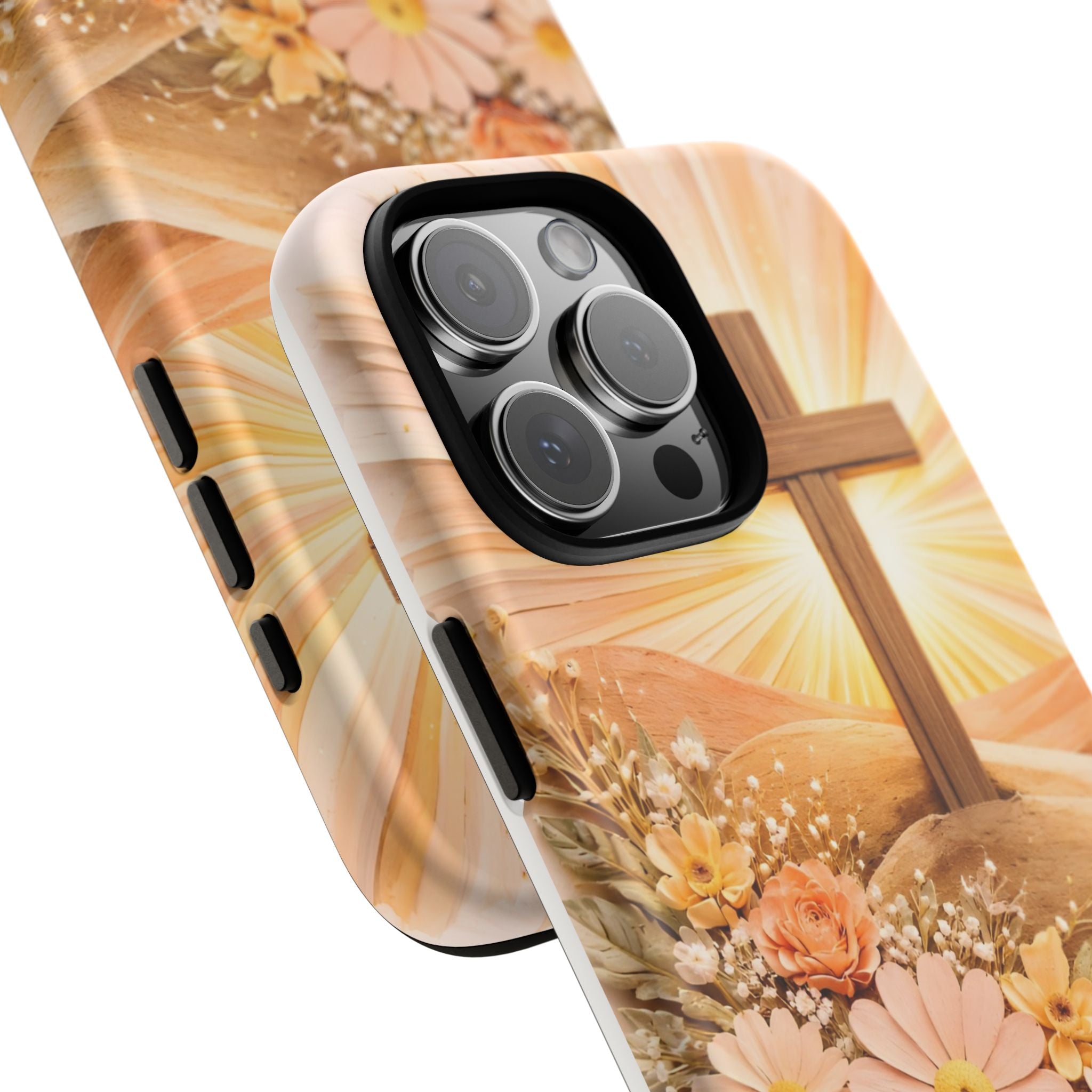 Religious Phone Case — Cross & Sunrise Floral iPhone Cover