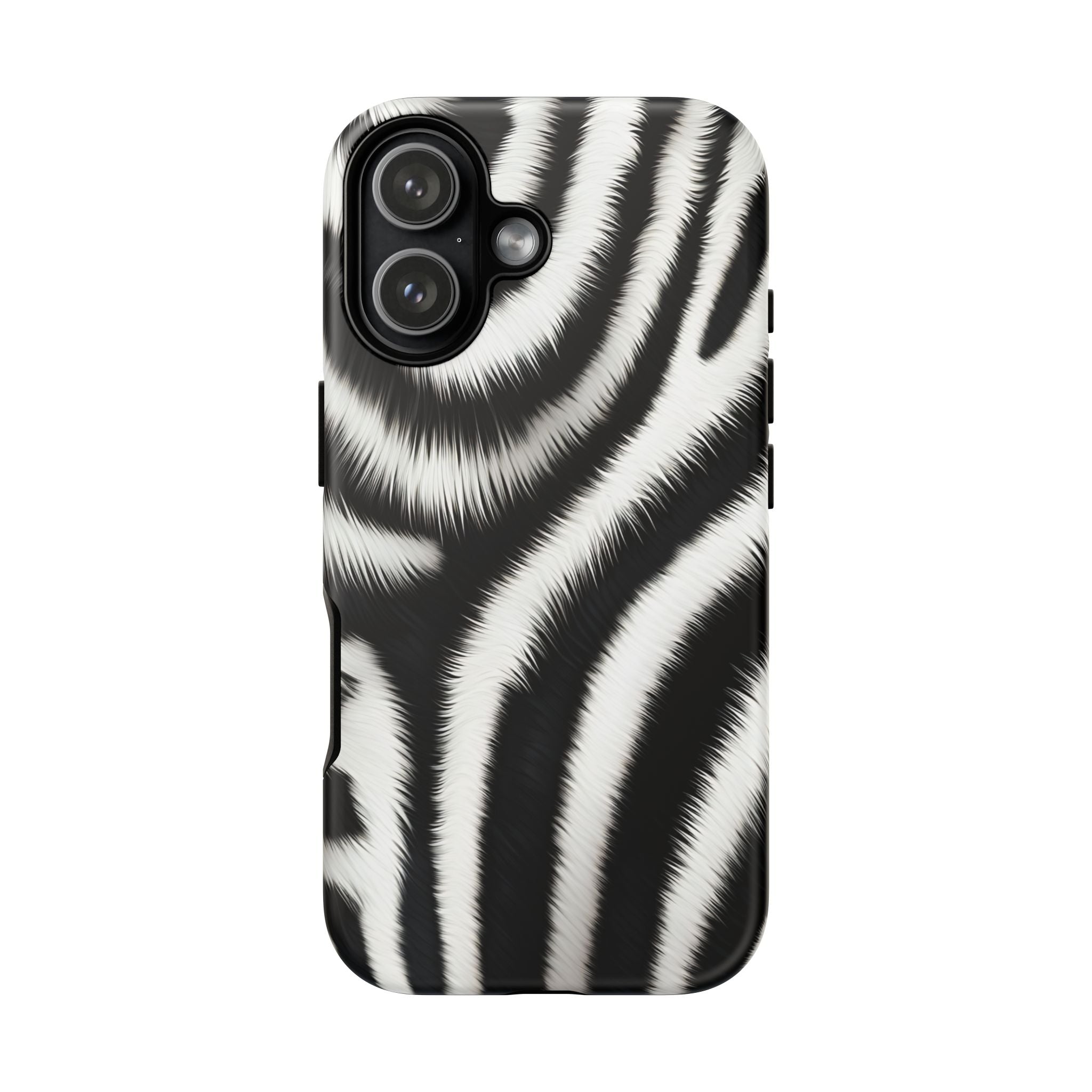 Zebra Print Tough Phone Case — Black & White Animal Pattern Protective Cover
