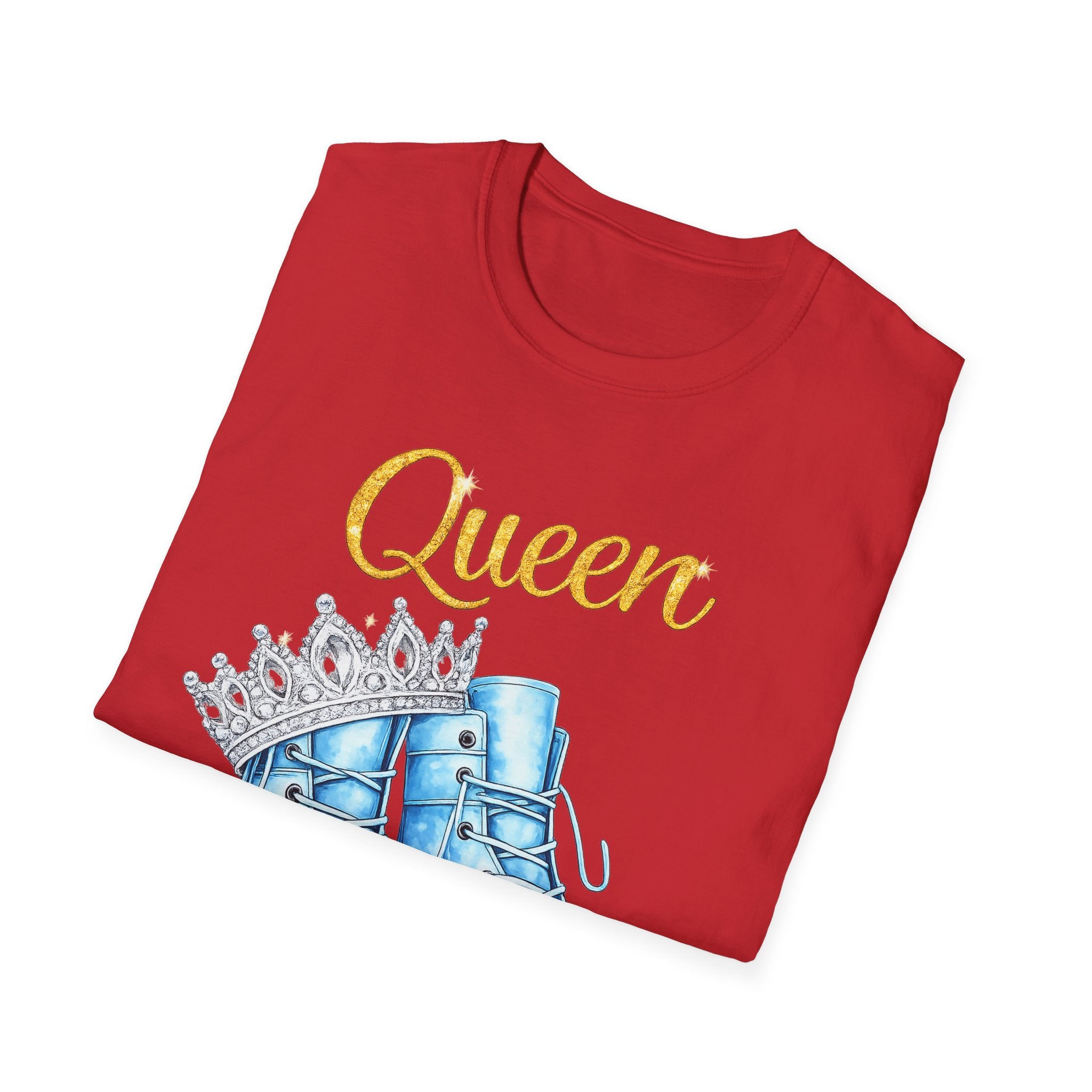 Queen Light Blue Boots Shirt – Pink Crown Graphic Tee, Cute Girly Streetwear, Fashion Queen Outfit, Trendy Women’s Statement T-Shirt