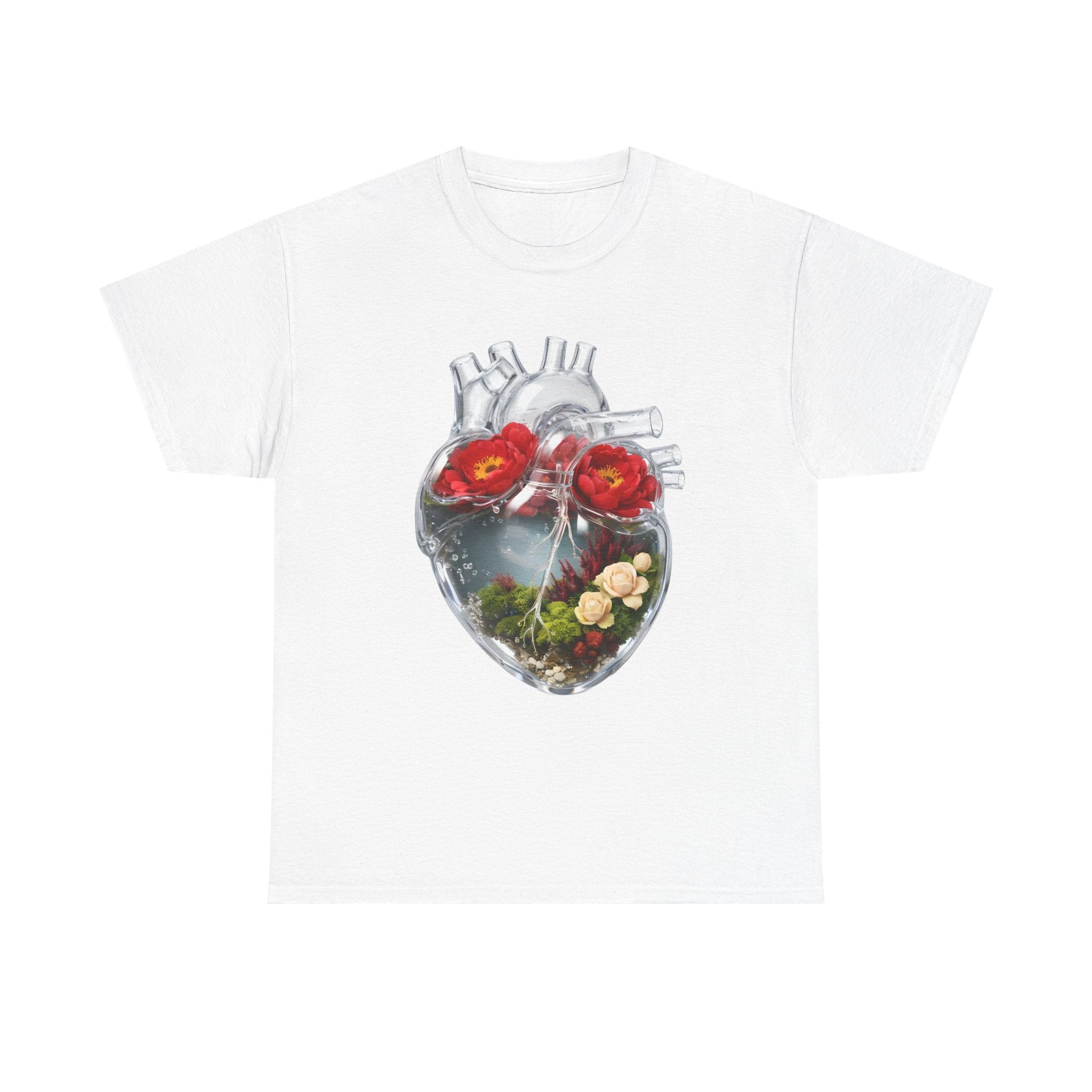 Floral Anatomical Heart T-Shirt — Botanical Heart Illustration Tee
