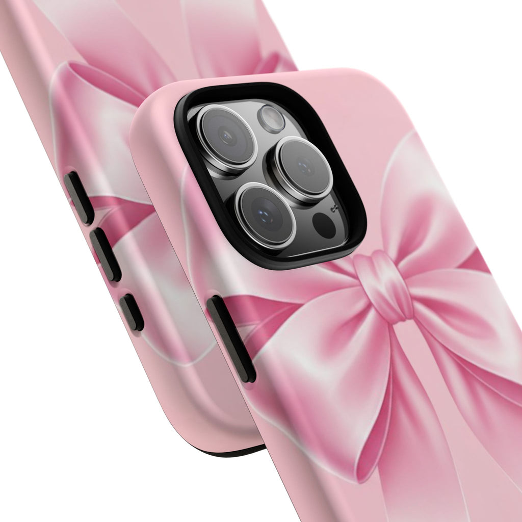 Coquette Pink Bow Phone Case, Cute Aesthetic iPhone Case, Soft Girl Bow Cover, Feminine Girly Phone Case