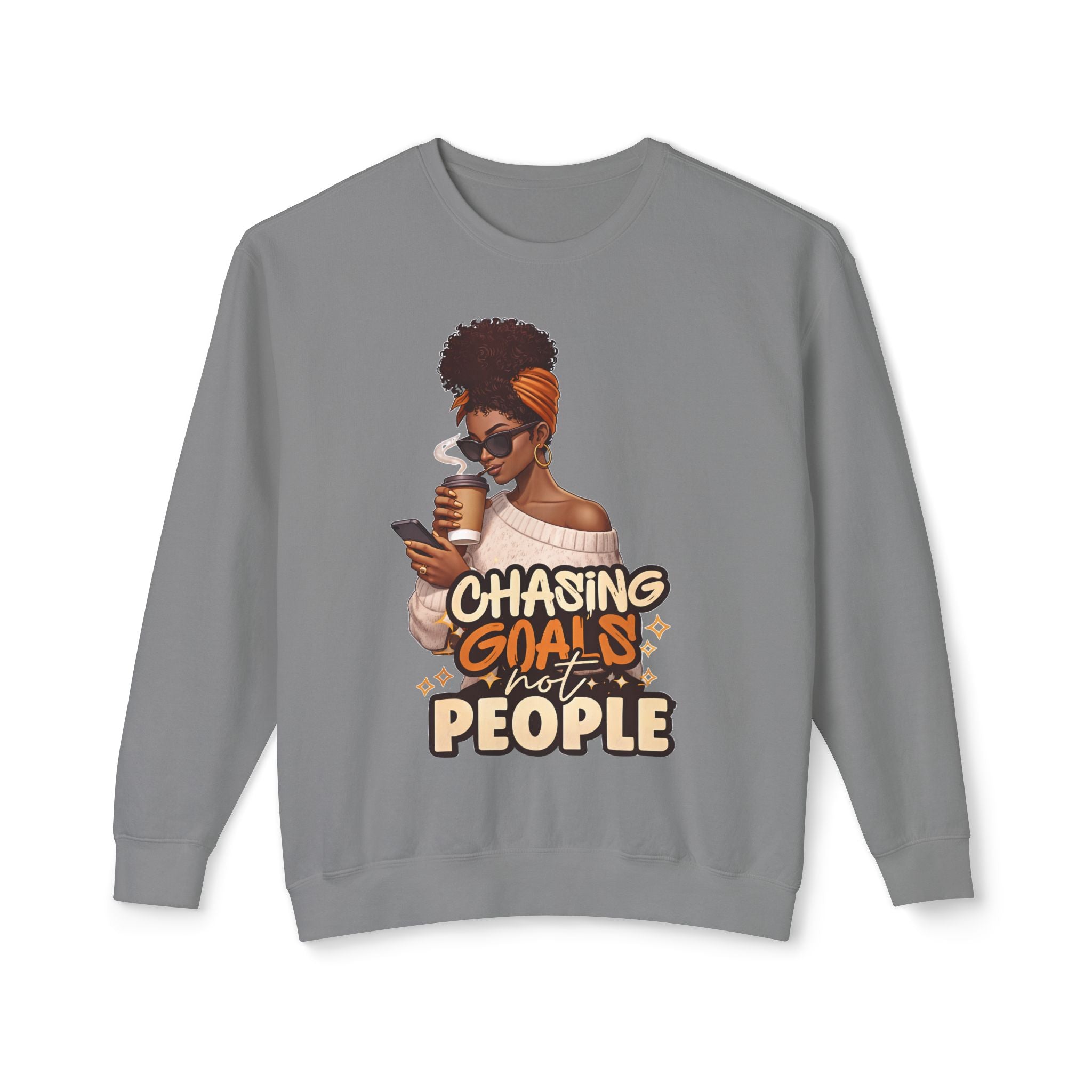 Chasing Goals Not People Hoodie – Motivational Aesthetic Black Woman Graphic Hoodie, Cozy Neutral Streetwear, Empowered Women Sweatshirt