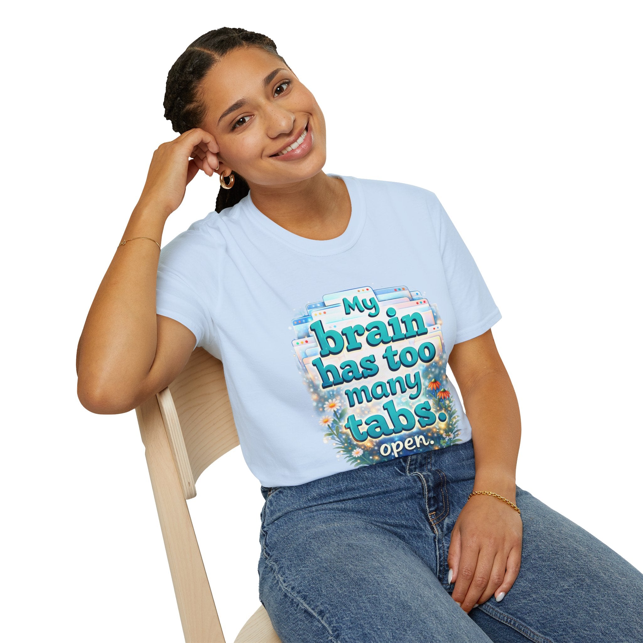 My Brain Has Too Many Tabs Open Shirt – Funny Overthinking Tee, ADHD Humor T-Shirt, Relatable Mental Health Graphic Tee, Cute Aesthetic Shirt