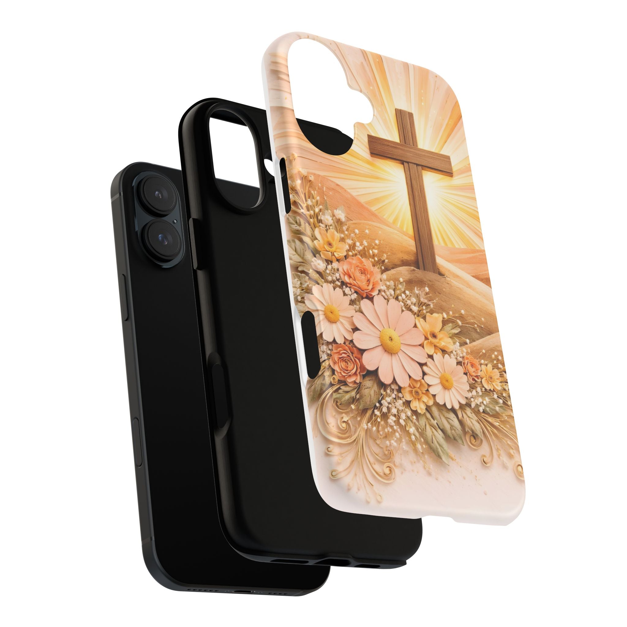 Religious Phone Case — Cross & Sunrise Floral iPhone Cover