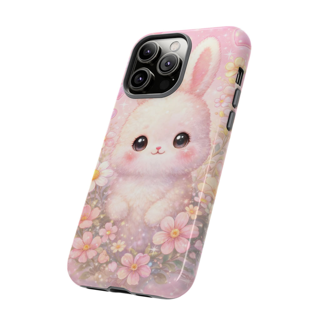 Kawaii Bunny Phone Case – Cute Pastel Bunny Floral Aesthetic iPhone Case, Adorable Kawaii Animal Phone Cover.