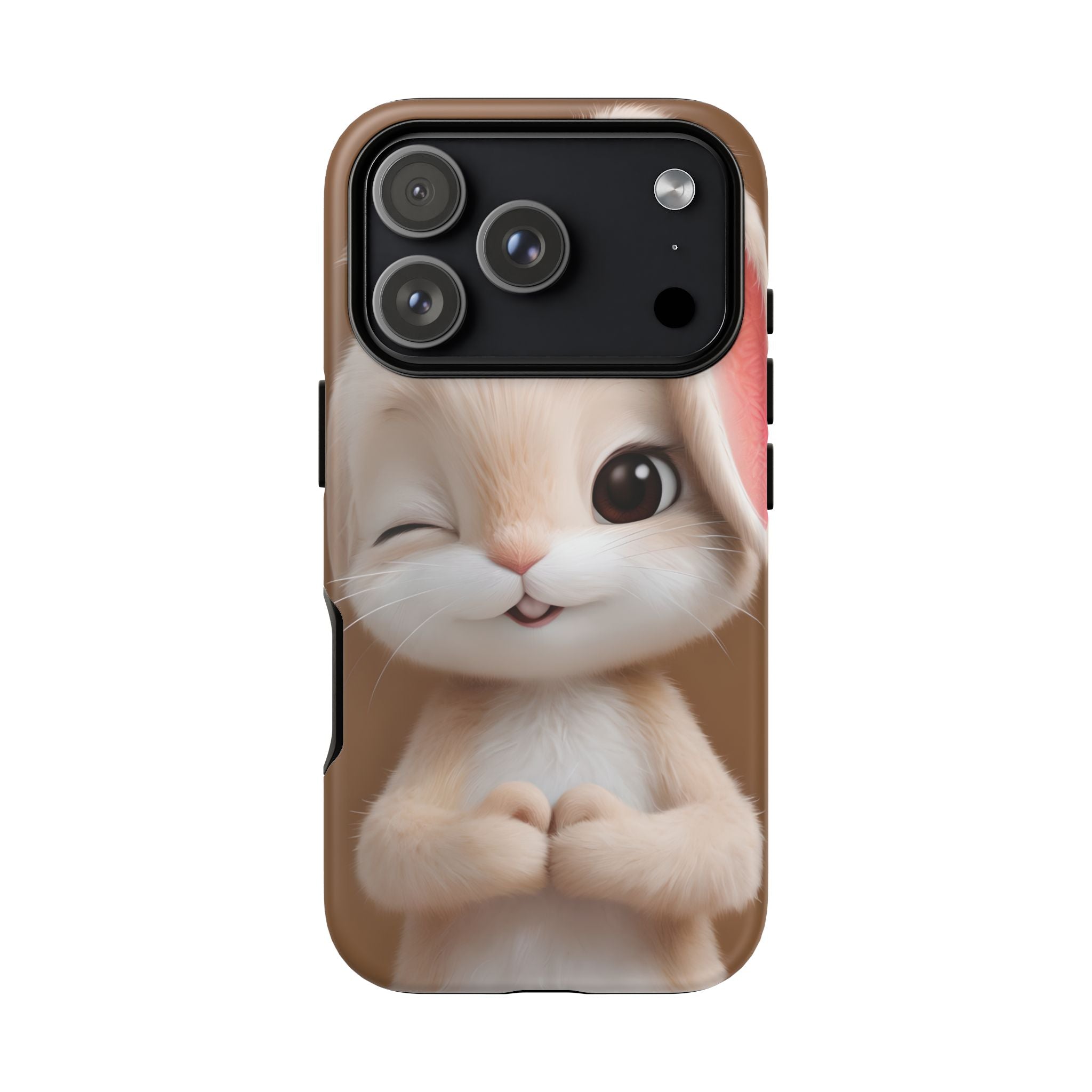 Adorable Kawaii Bunny Phone Case – Cute Winking Rabbit Aesthetic Case – Soft Pastel Bunny Cover – Gift for Bunny Lovers.