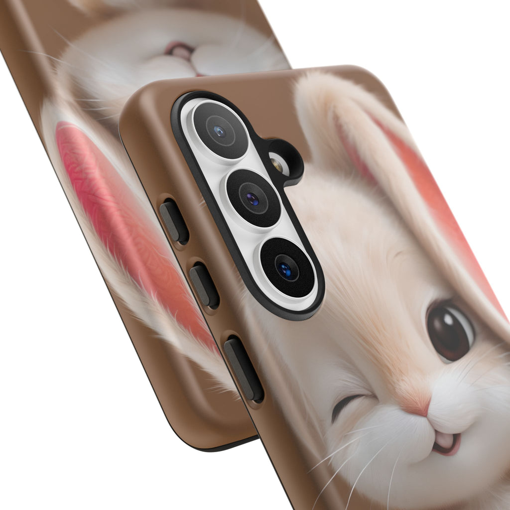 Adorable Kawaii Bunny Phone Case – Cute Winking Rabbit Aesthetic Case – Soft Pastel Bunny Cover – Gift for Bunny Lovers.