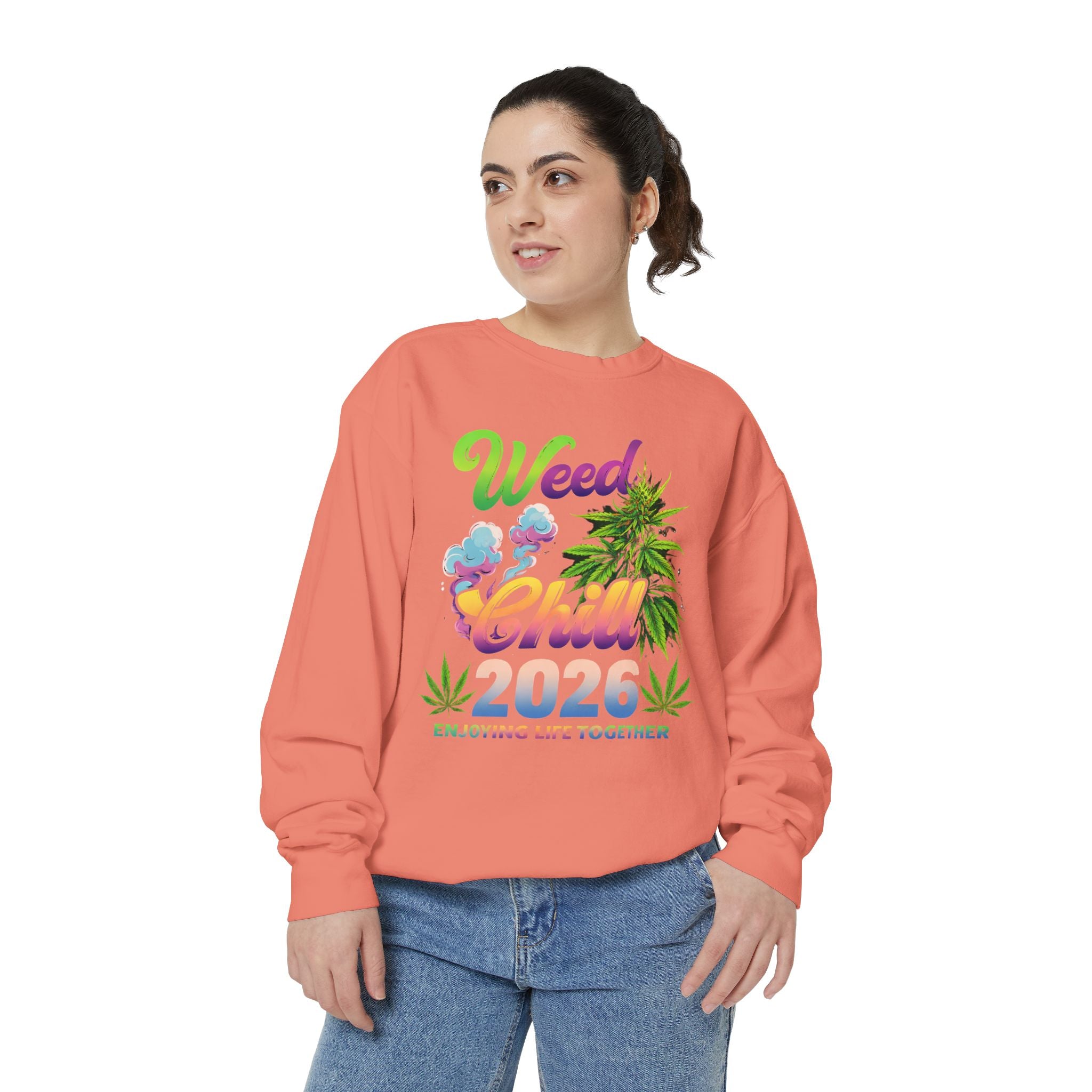 Weed Chill 2026 Sweatshirt – Funny Stoner Crewneck, Cannabis Lifestyle Sweatshirt, 420 Graphic Pullover, Chill Vibes Streetwear, Unisex