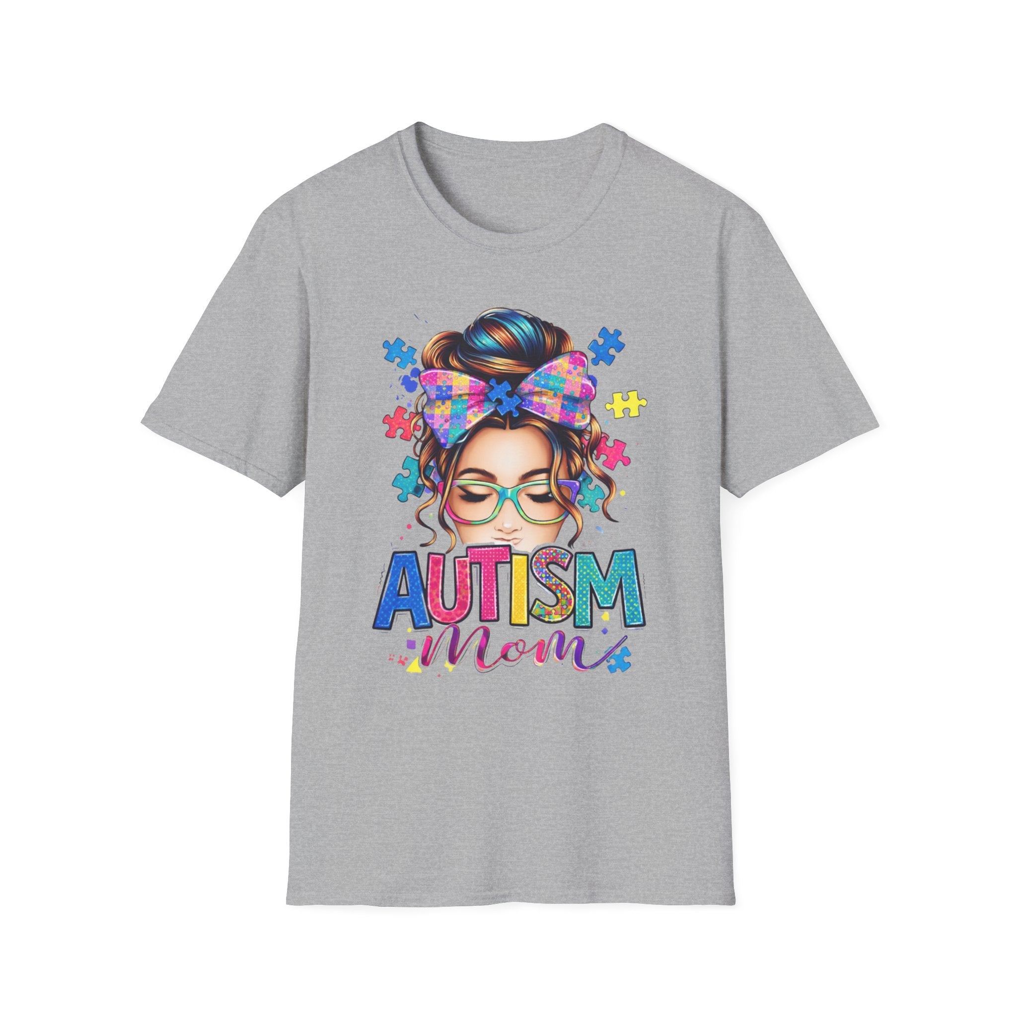 Autism Mom T-Shirt — Colorful Puzzle Heart Design for Proud Moms