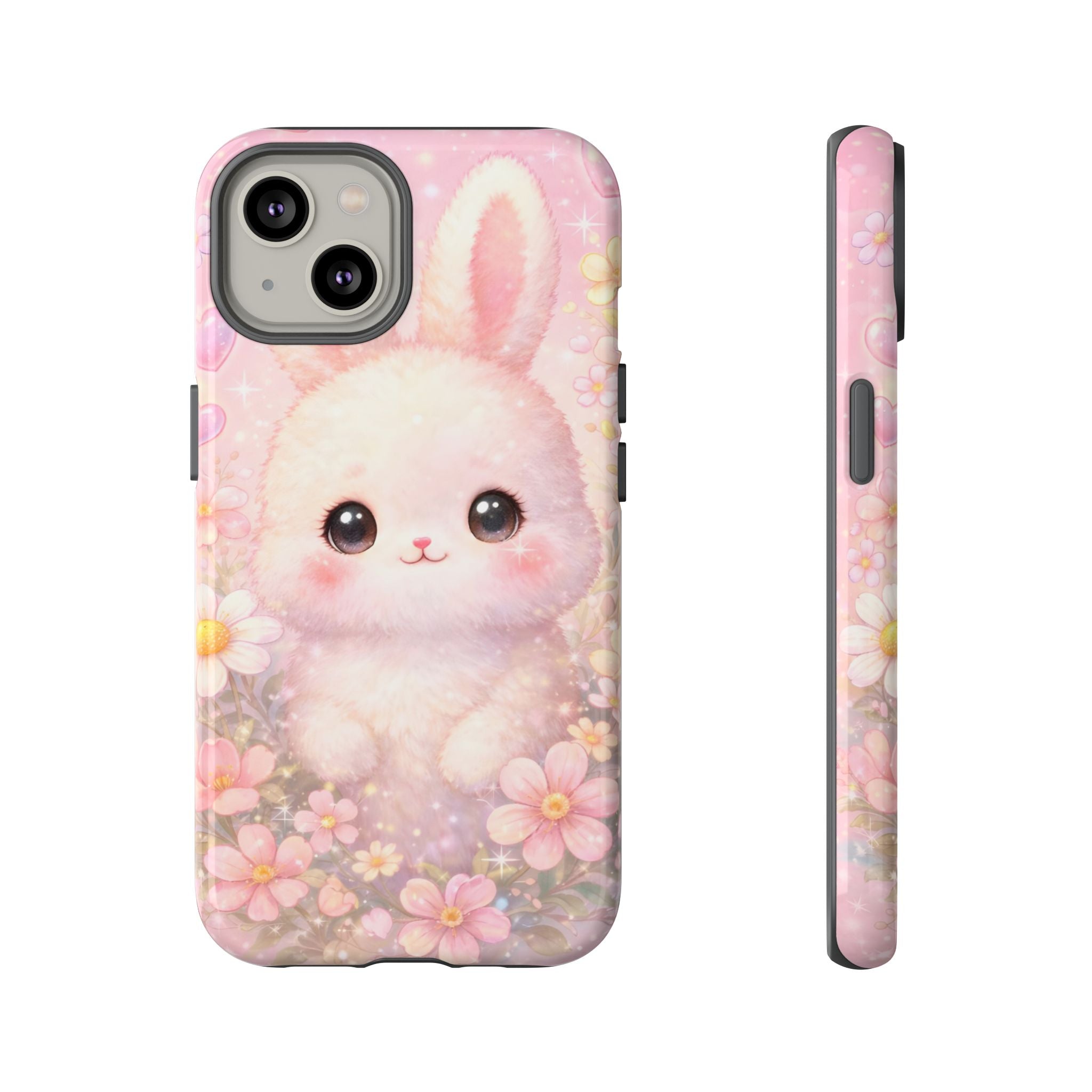 Kawaii Bunny Phone Case – Cute Pastel Bunny Floral Aesthetic iPhone Case, Adorable Kawaii Animal Phone Cover.