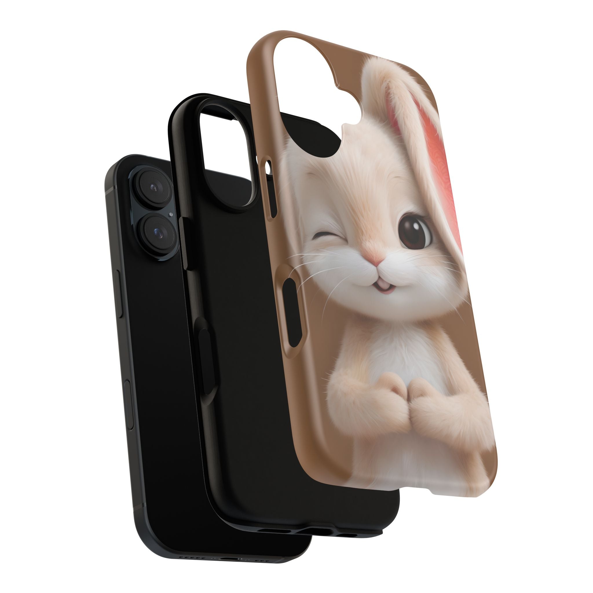Adorable Kawaii Bunny Phone Case – Cute Winking Rabbit Aesthetic Case – Soft Pastel Bunny Cover – Gift for Bunny Lovers.