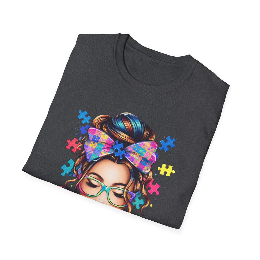 Autism Mom T-Shirt — Colorful Puzzle Heart Design for Proud Moms