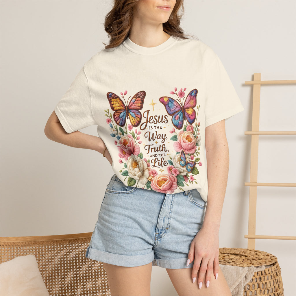The One in Me Is Greater Shirt – Christian Crochet Style Graphic Tee, Faith Based Inspirational Bible Verse Shirt, Cute Religious Gift for Women