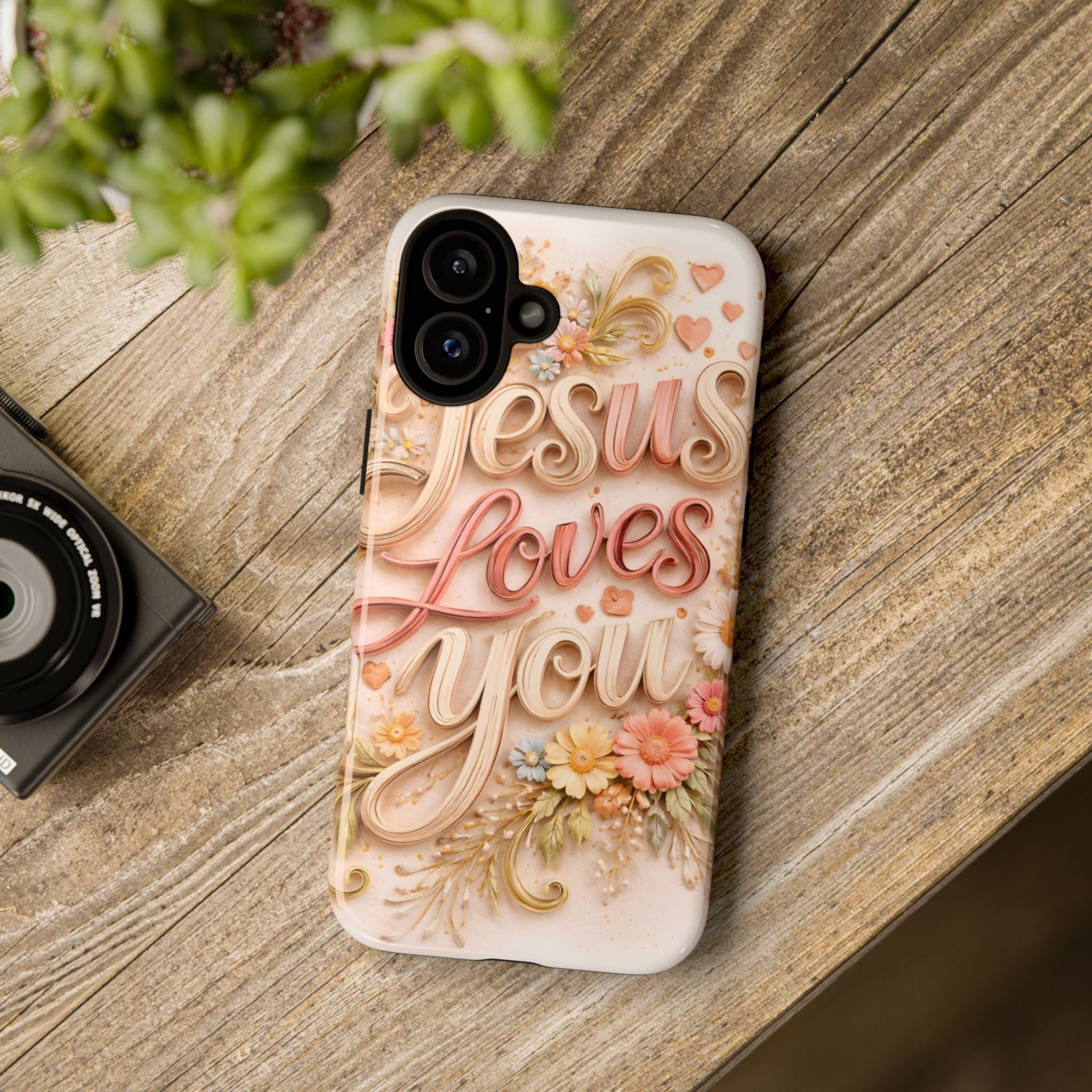 Phone Case — "Jesus Loves You" Floral Pastel Protective Cover